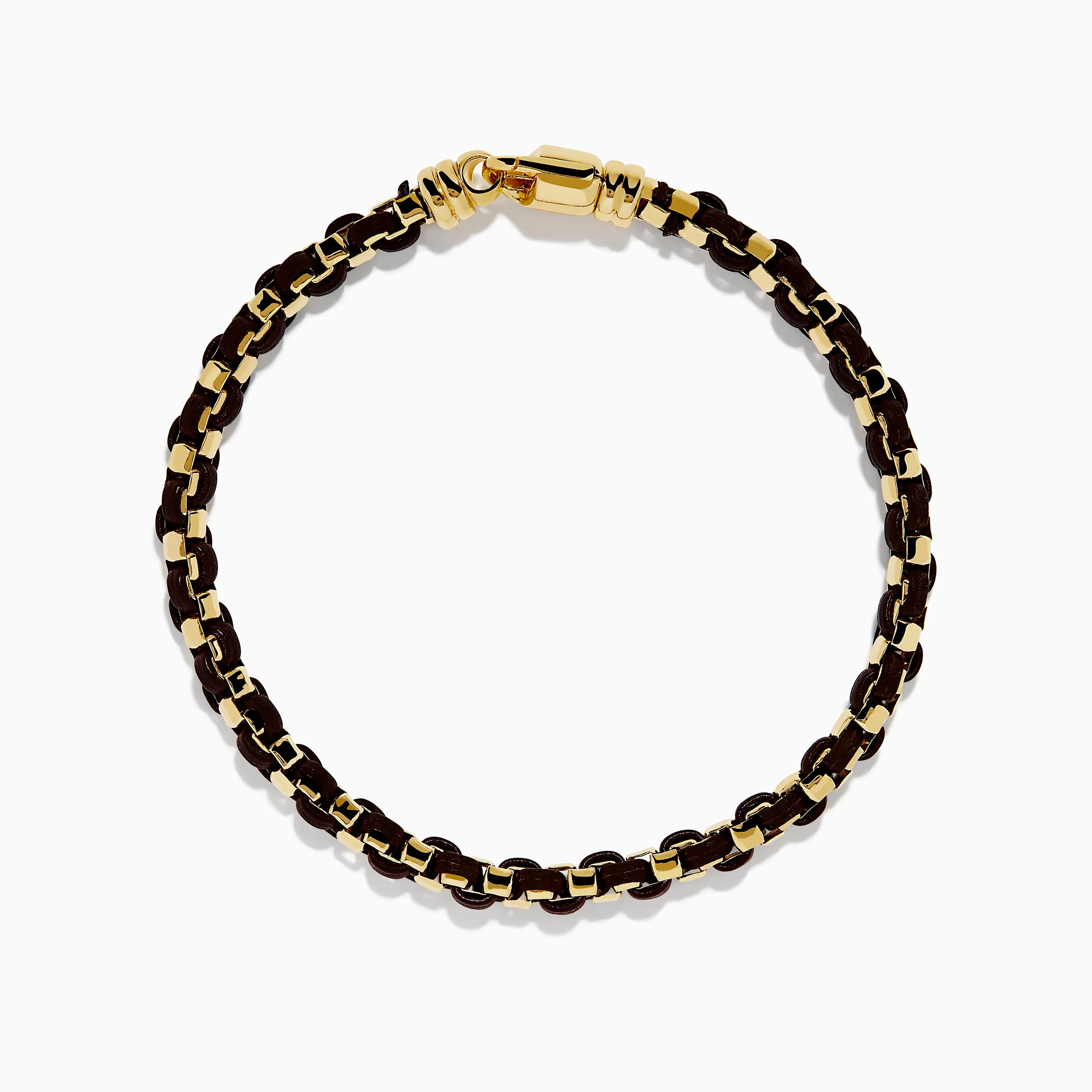 Men's 925 Gold Plated Silver Leather Woven Bracelet sold by Effy product image thumbnail 3