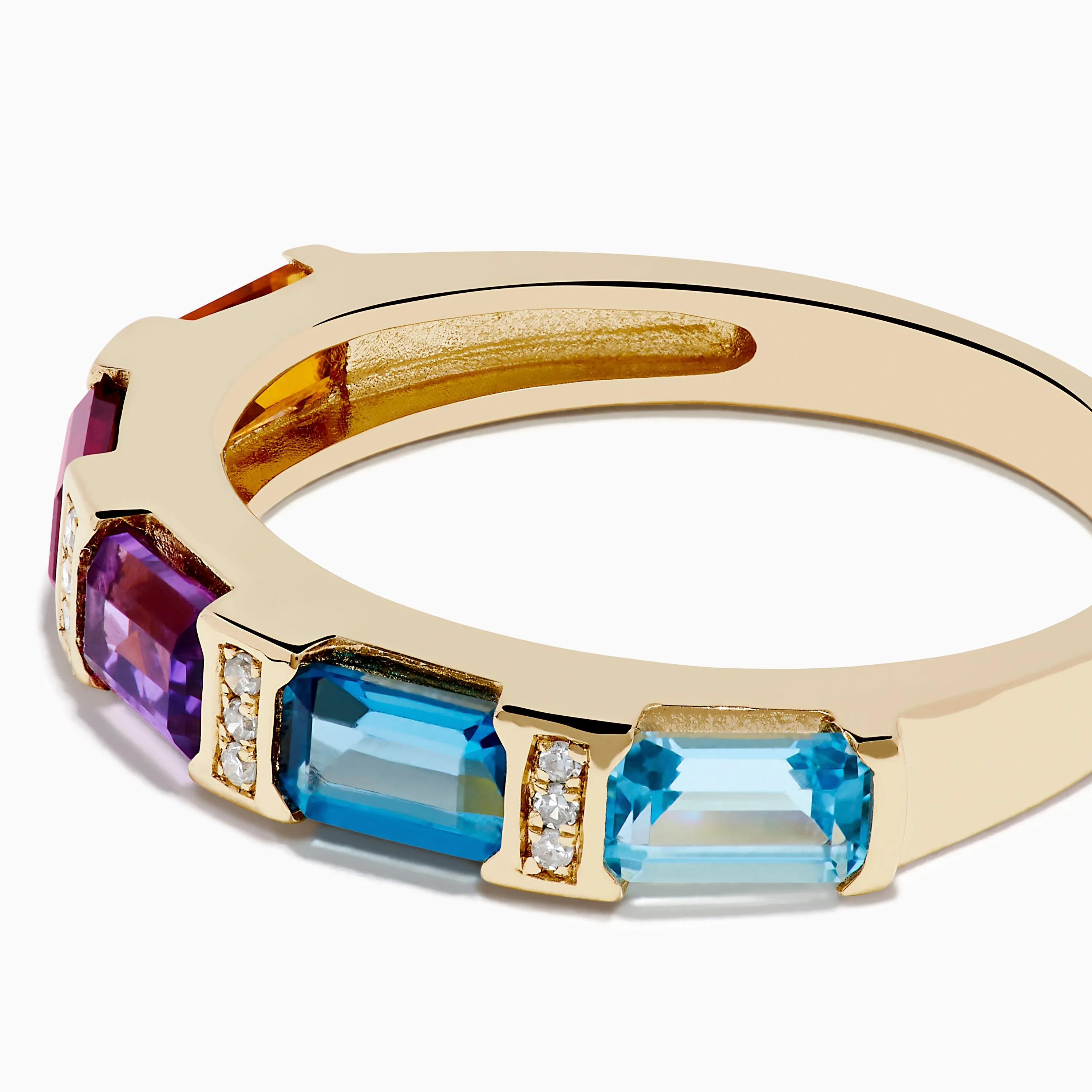 Mosaic 14K Yellow Gold Multi Color Gemstone and Diamond Ring sold by Effy product image thumbnail 2