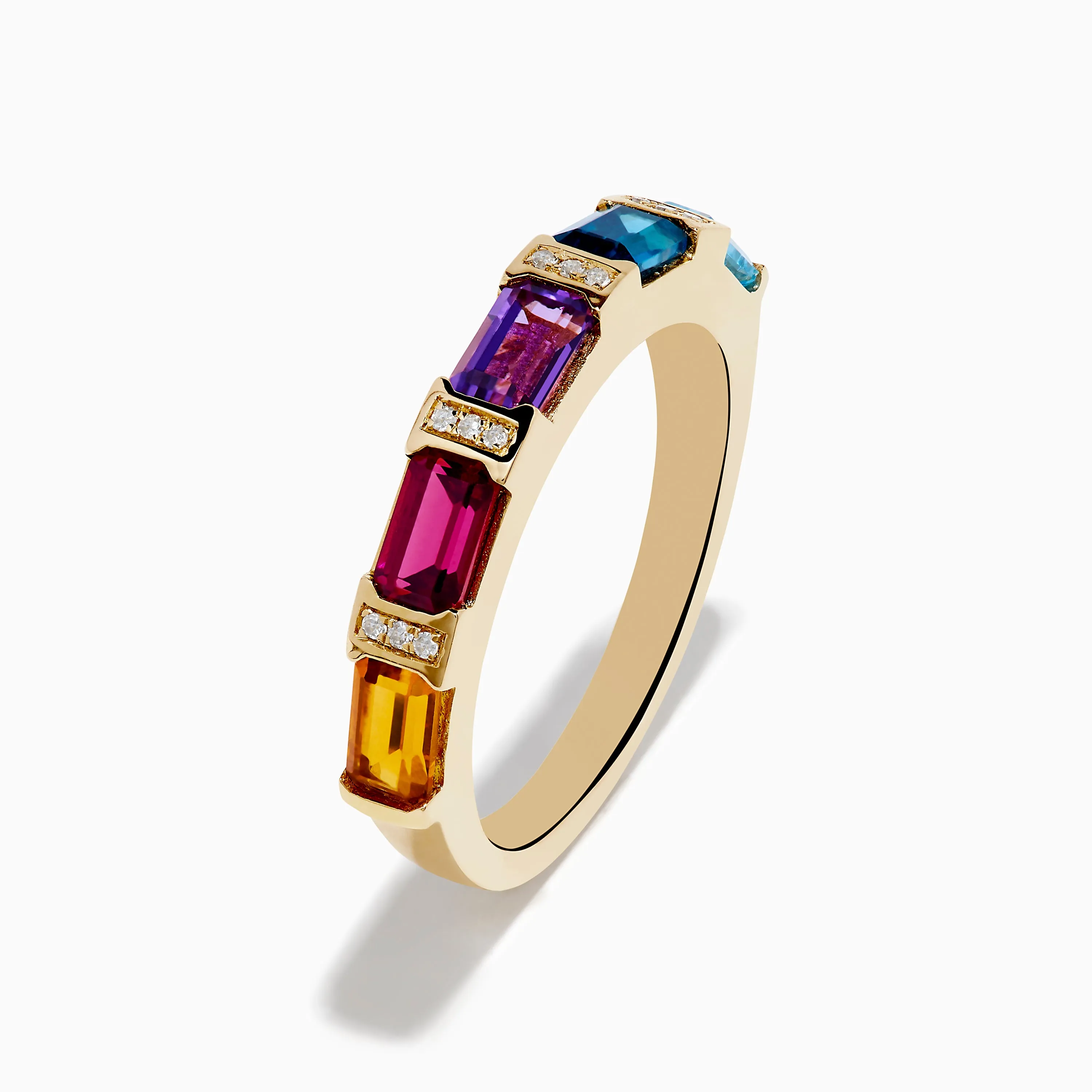 Mosaic 14K Yellow Gold Multi Color Gemstone and Diamond Ring sold by Effy product image thumbnail 4