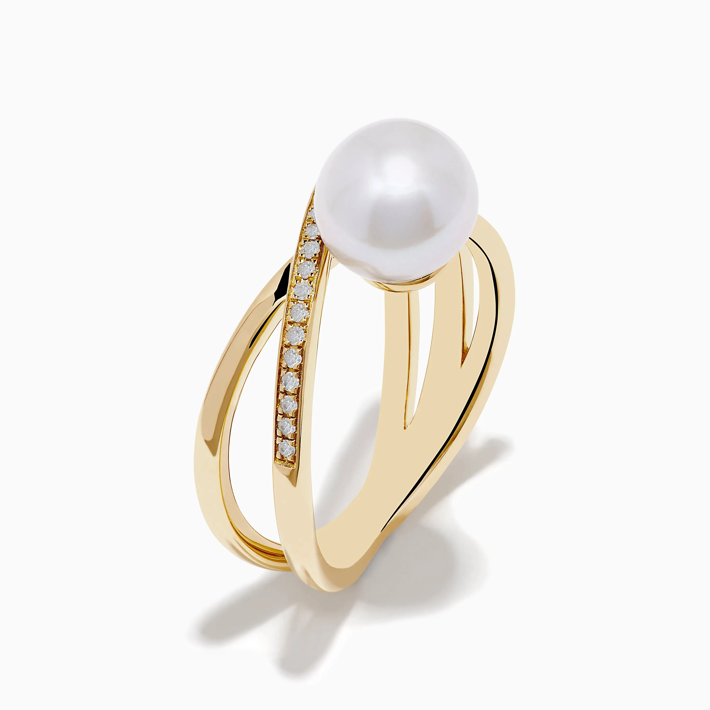 14K Yellow Gold Fresh Water Pearl and Diamond Crossover Ring sold by Effy product image thumbnail 4