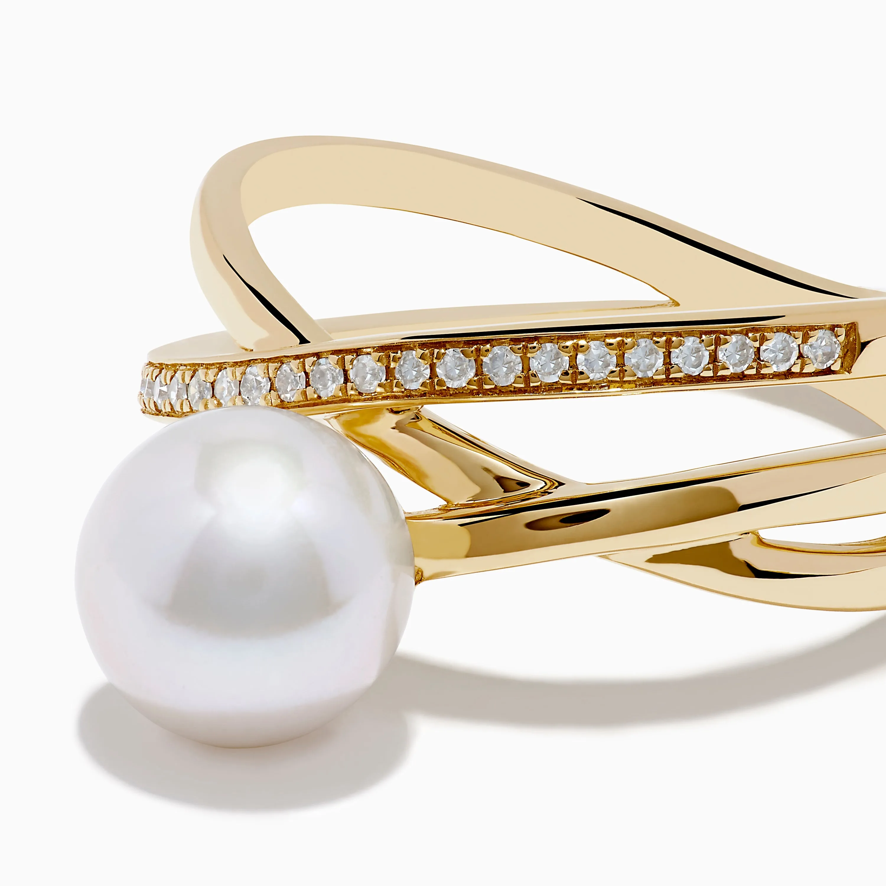 14K Yellow Gold Fresh Water Pearl and Diamond Crossover Ring sold by Effy product image thumbnail 2
