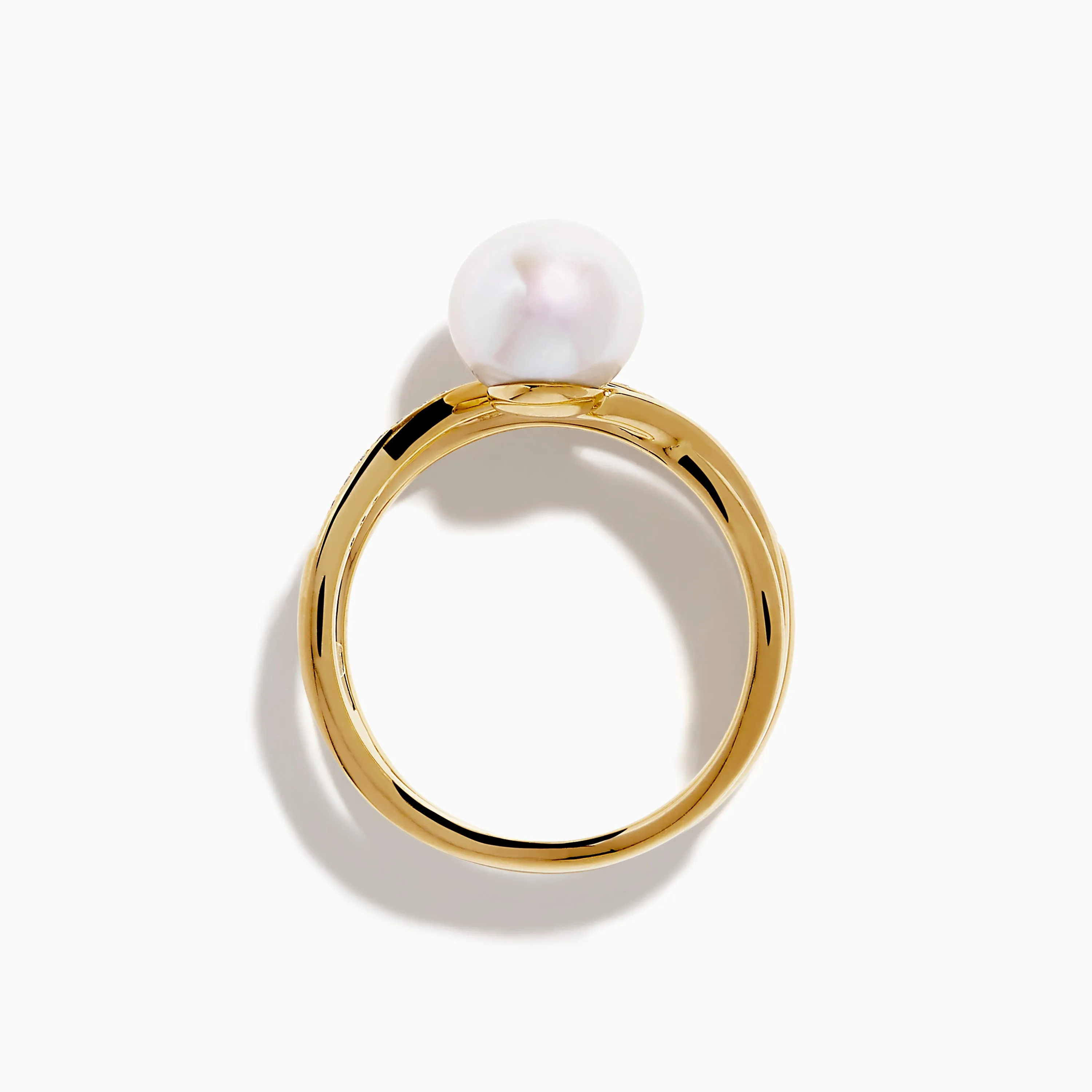 14K Yellow Gold Fresh Water Pearl and Diamond Crossover Ring sold by Effy product image thumbnail 3