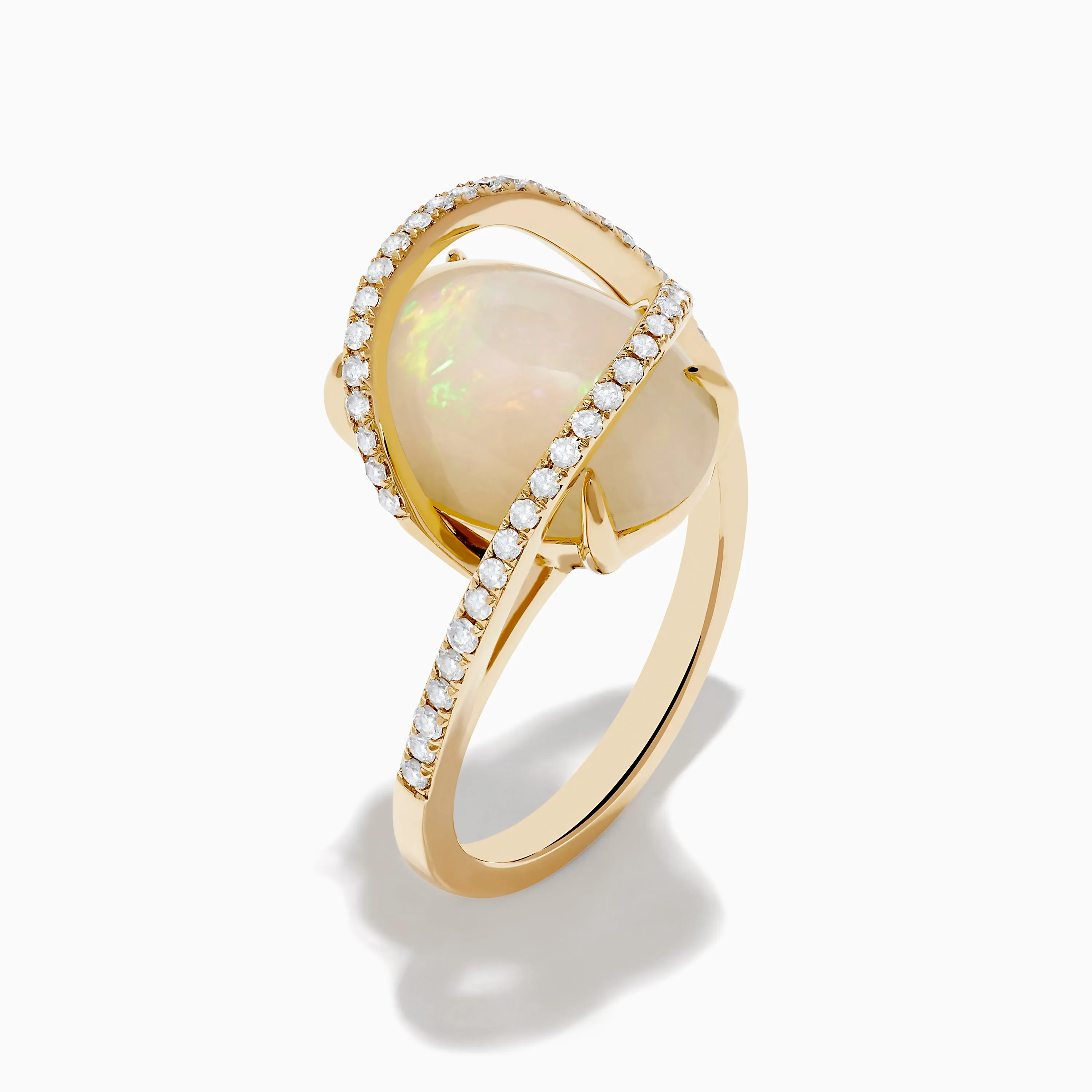 Aurora 14K Yellow Gold Opal and Diamond Ring sold by Effy product image thumbnail 4