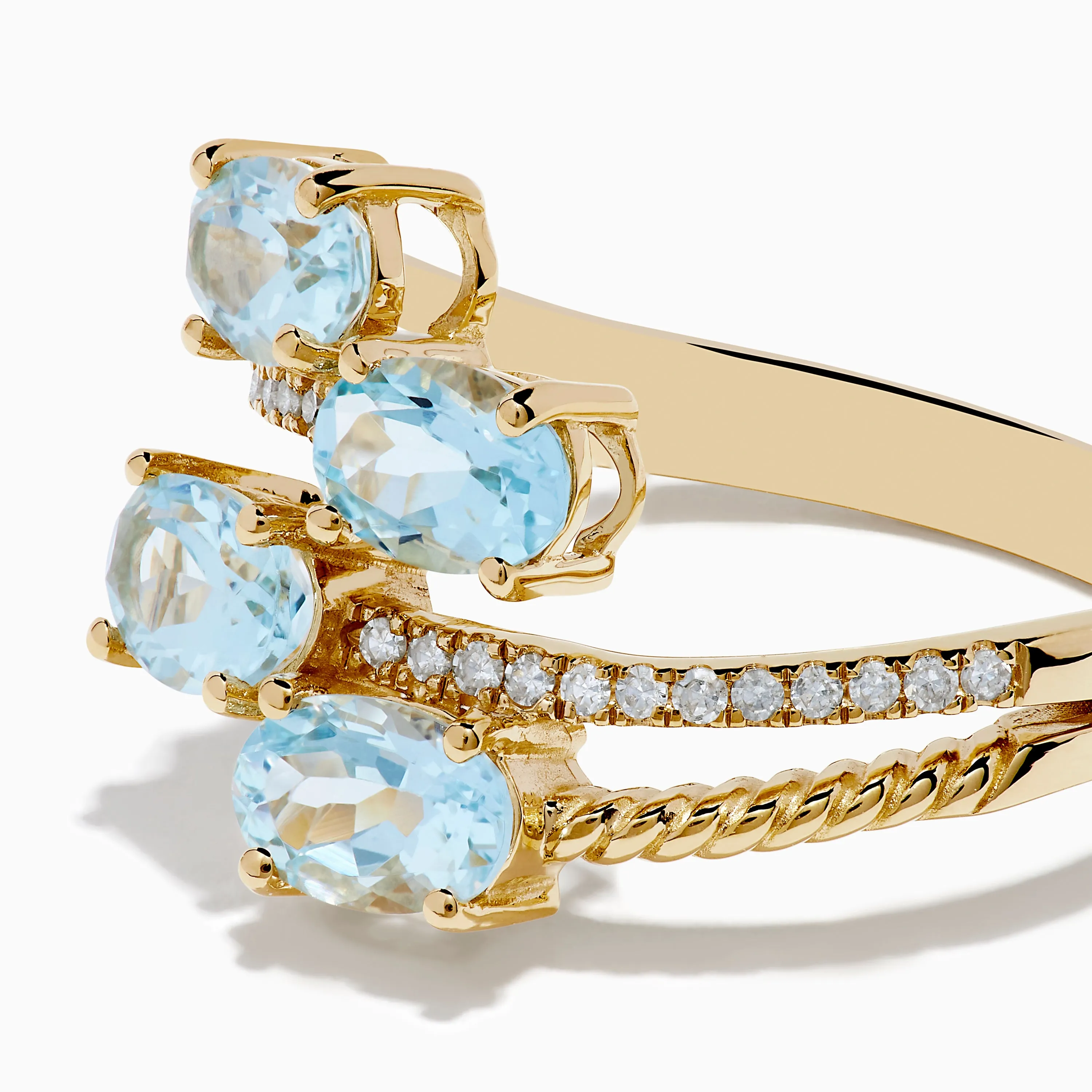Aquarius 14K Yellow Gold Aquamarine and Diamond Bypass Ring sold by Effy product image thumbnail 2