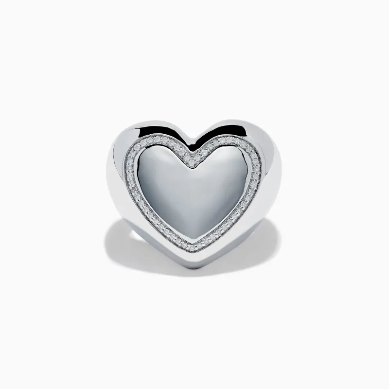 925 Sterling Silver Diamond Bubble Heart Ring sold by Effy
