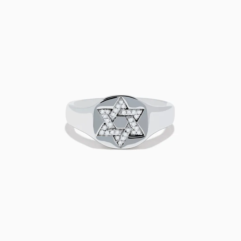 925 Sterling Silver Diamond Star of David Ring sold by Effy
