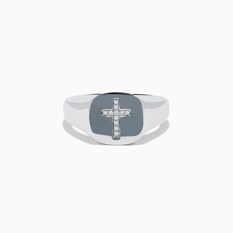 925 Sterling Silver Diamond Cross Ring sold by Effy