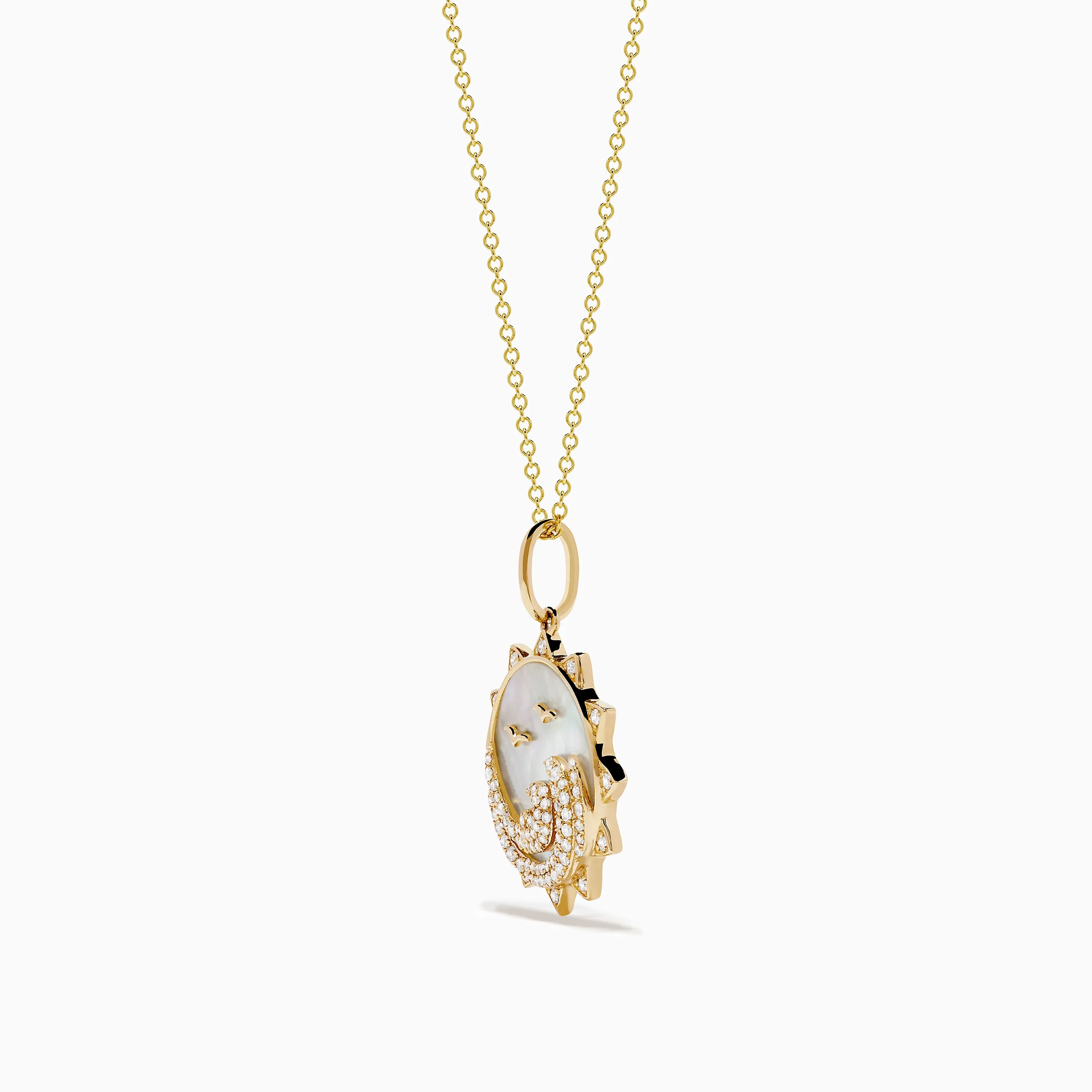 Seaside 14K Yellow Gold Mother Of Pearl and Diamond Bird and Sea Pendant sold by Effy product image thumbnail 4