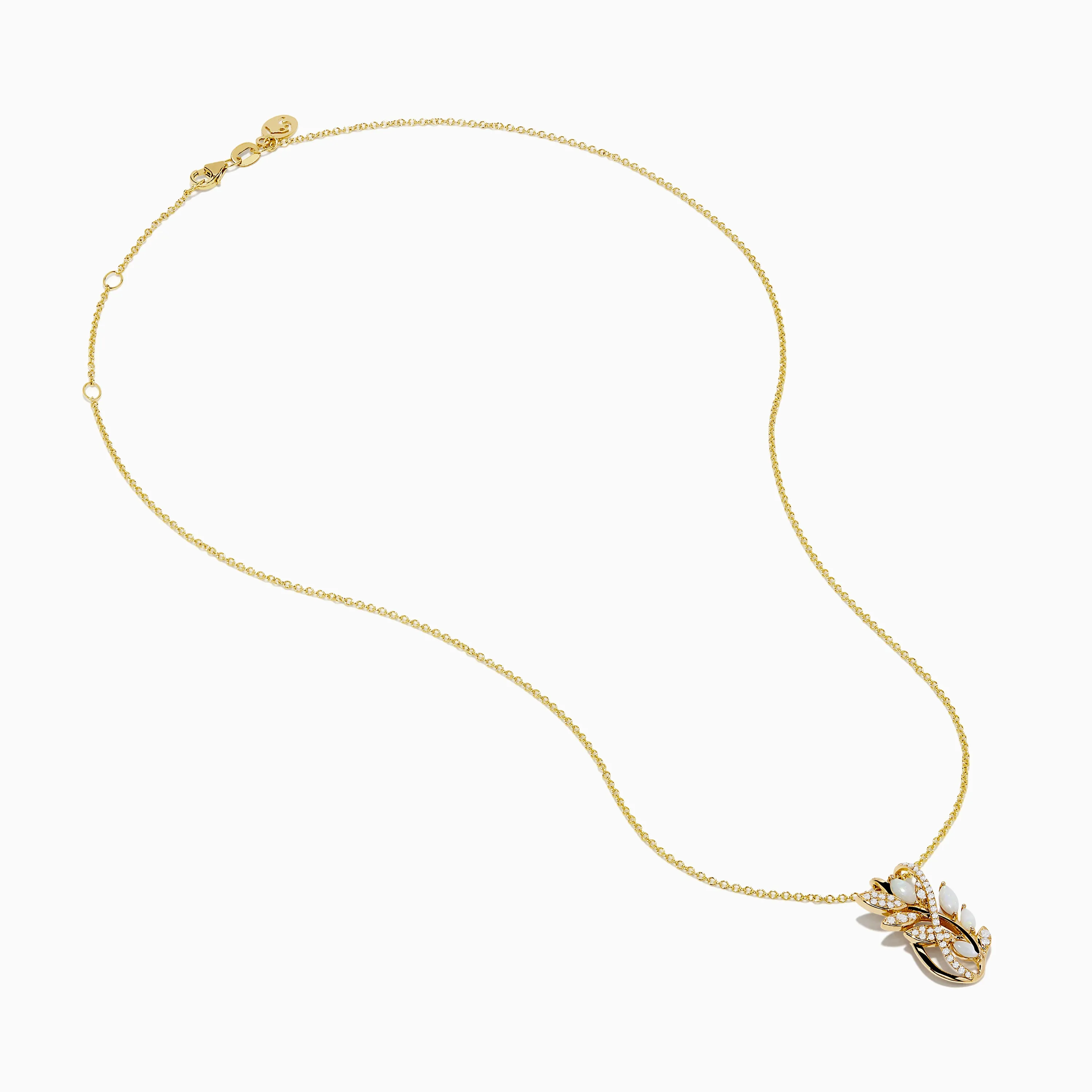 Aurora 14K Yellow Gold Opal and Diamond Leaf Pendant sold by Effy product image thumbnail 2
