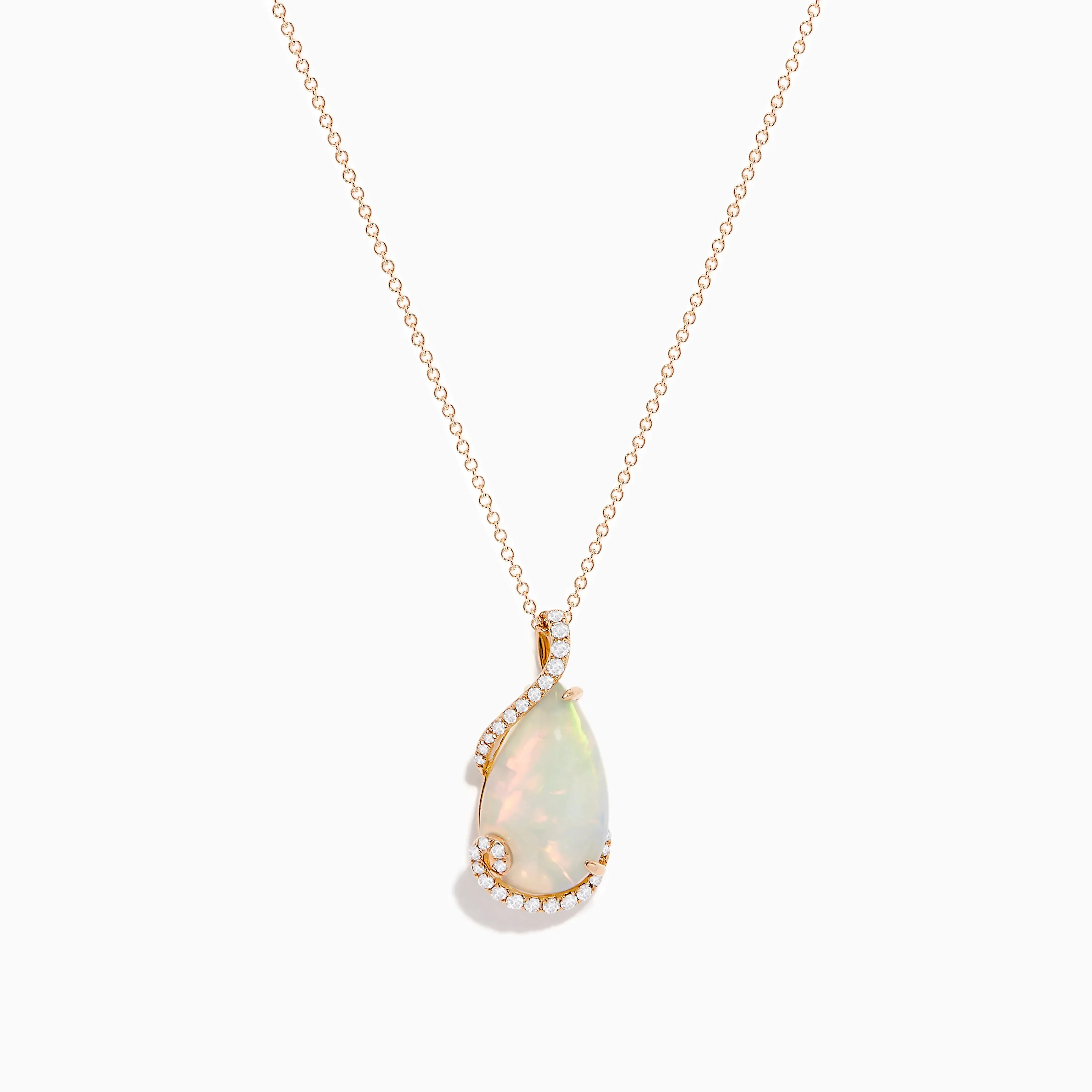 Aurora 14K Rose Gold Opal and Diamond Pendant sold by Effy