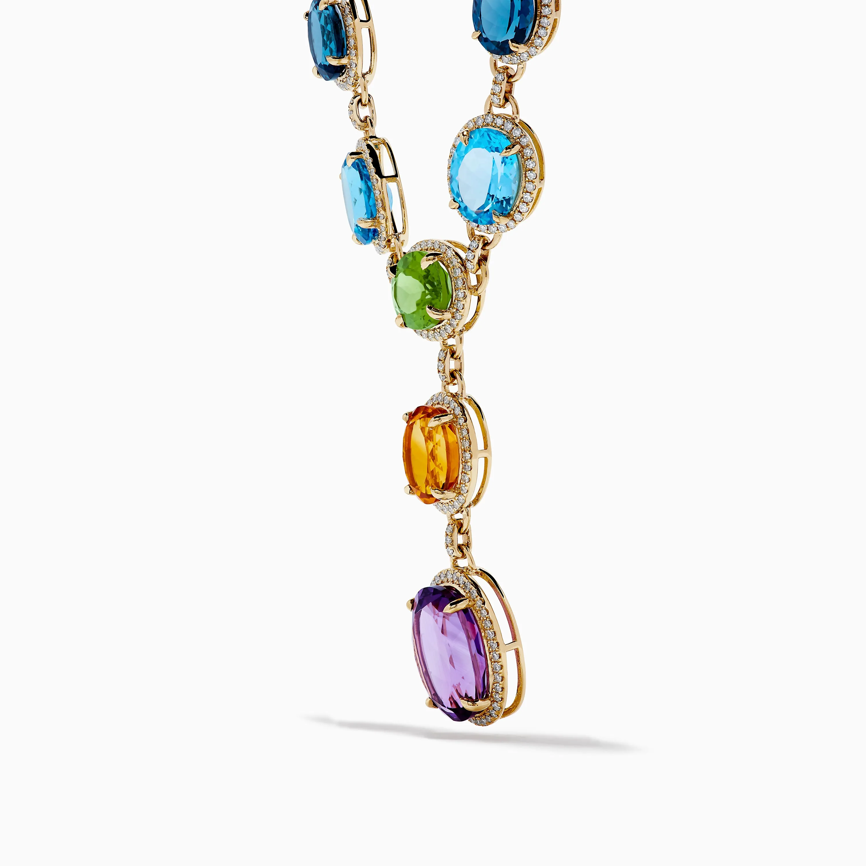 Mosaic 14K Yellow Gold Diamond and Multi Color Gemstone Statement Necklace sold by Effy product image thumbnail 4