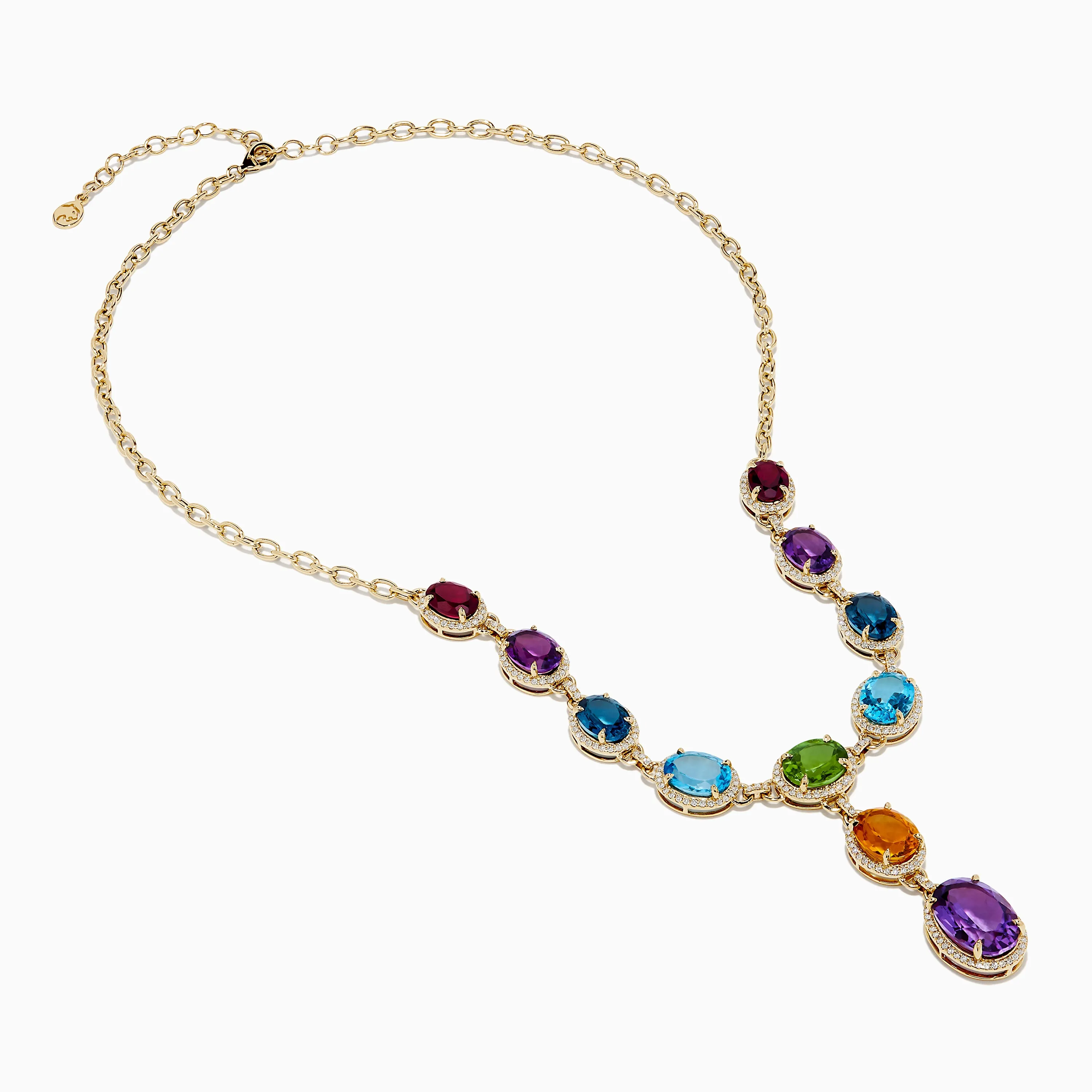Mosaic 14K Yellow Gold Diamond and Multi Color Gemstone Statement Necklace sold by Effy product image thumbnail 2