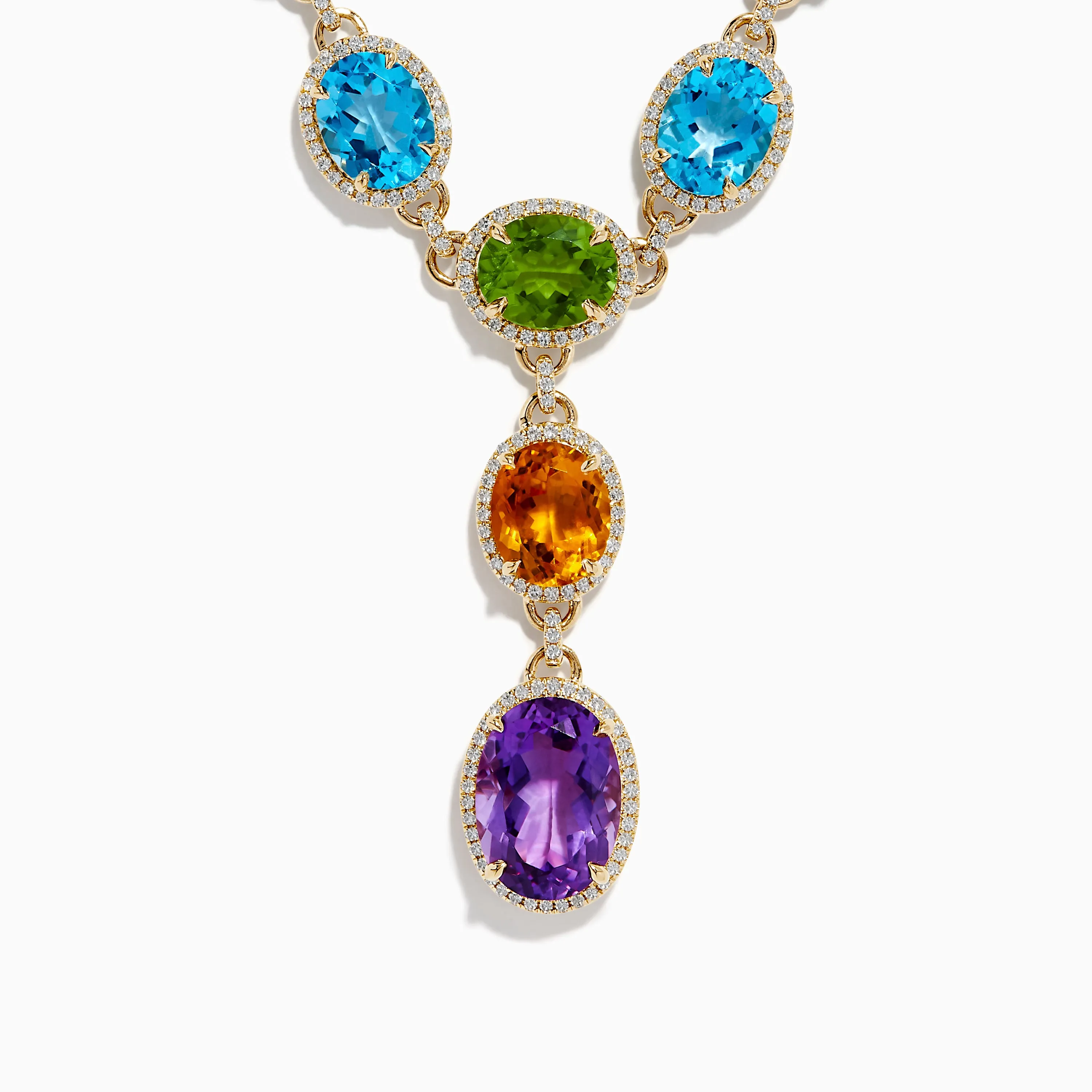 Mosaic 14K Yellow Gold Diamond and Multi Color Gemstone Statement Necklace sold by Effy