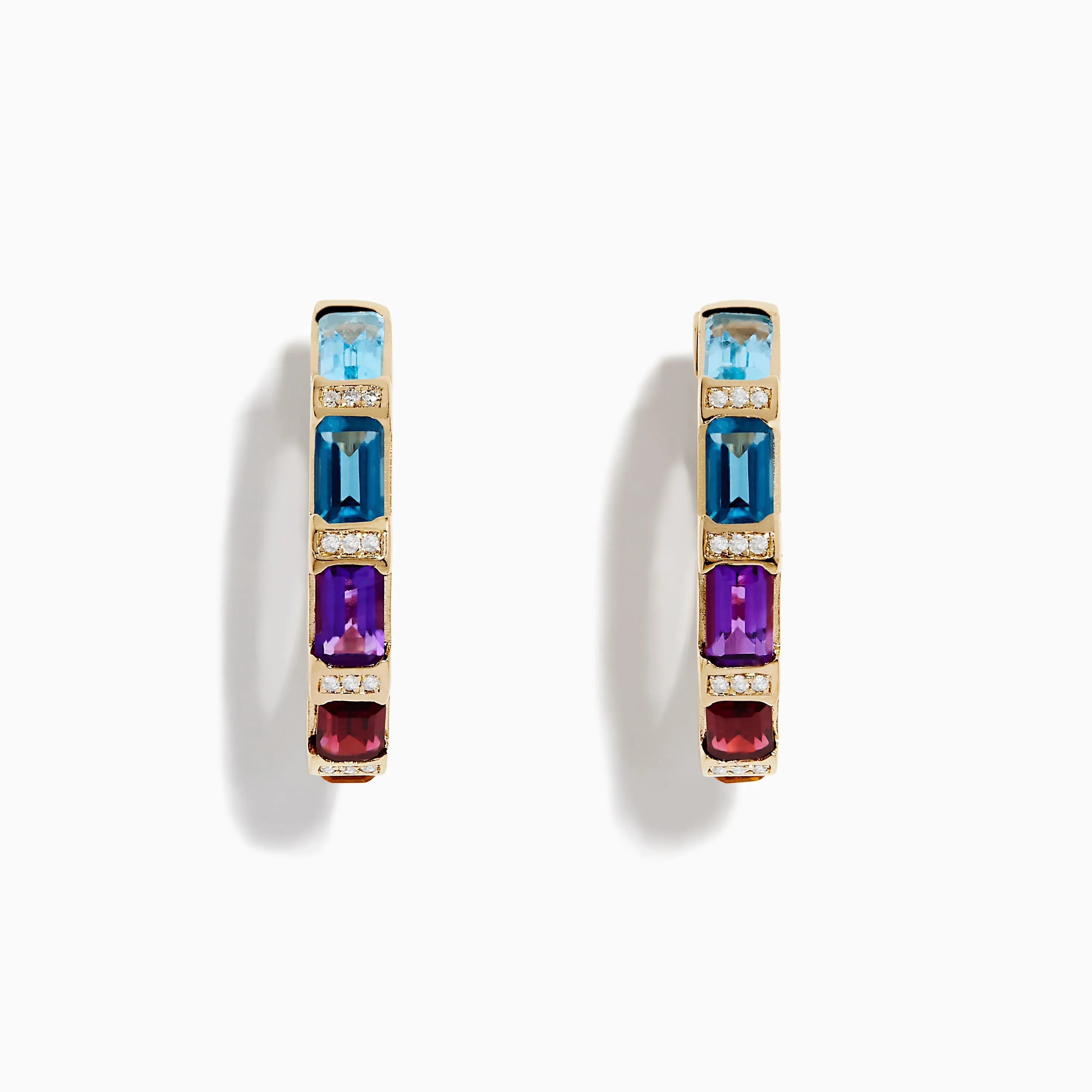Mosaic 14K Yellow Gold Multi Color Gemstone and Diamond Earrings sold by Effy