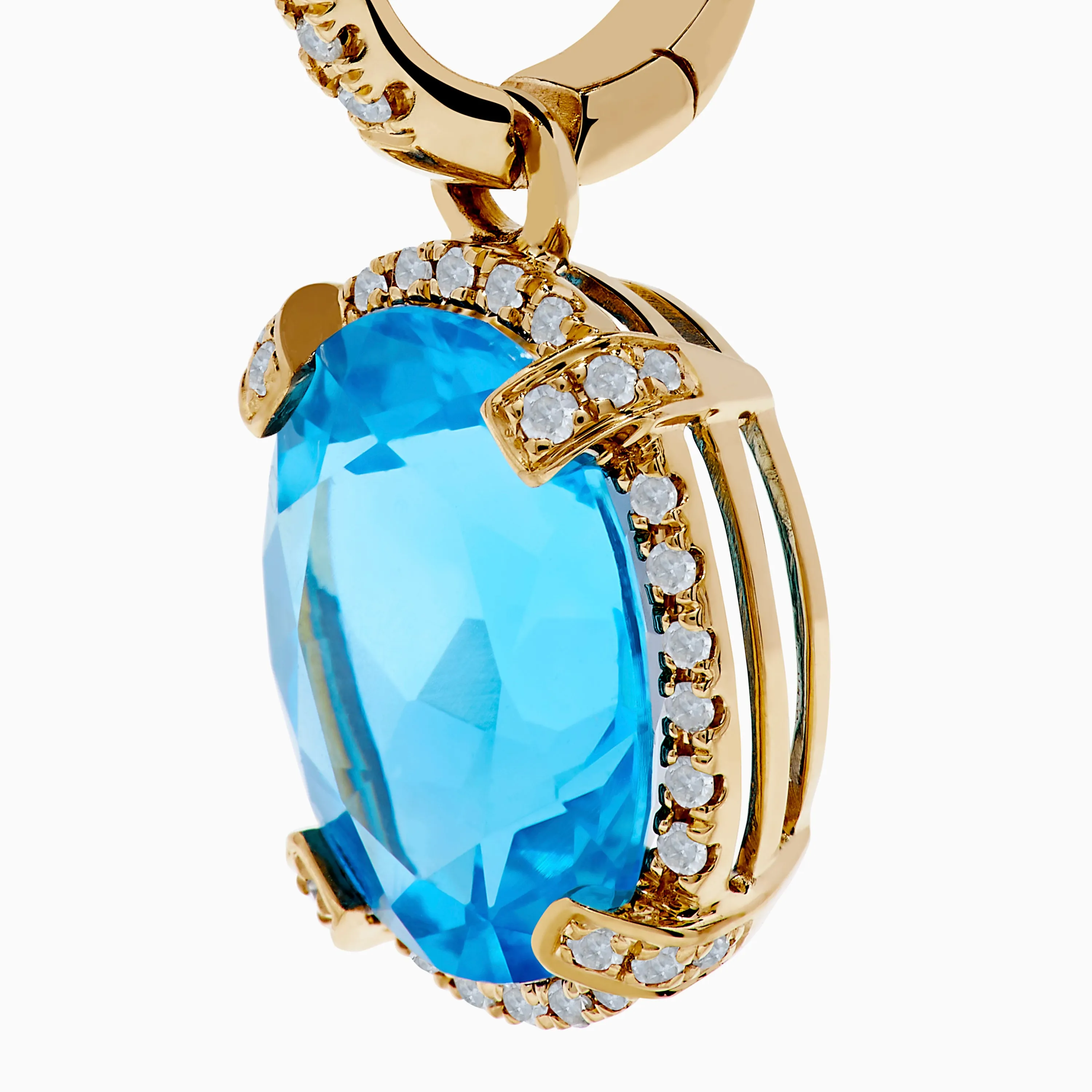 14K Yellow Gold Blue Topaz and Diamond Drop Earrings sold by Effy product image thumbnail 2
