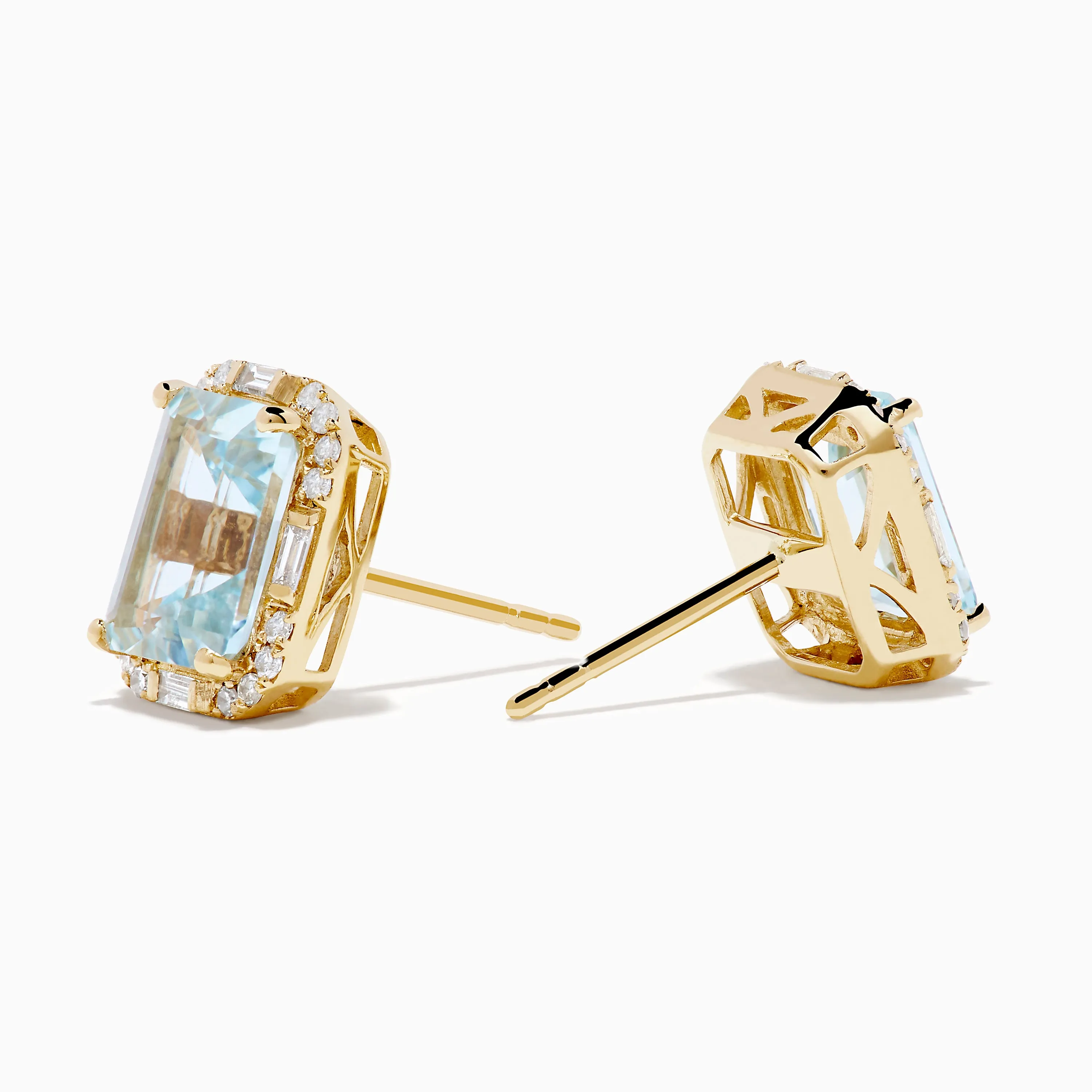 Aquarius 14K Yellow Gold Aquamarine and Diamond Earrings sold by Effy product image thumbnail 2