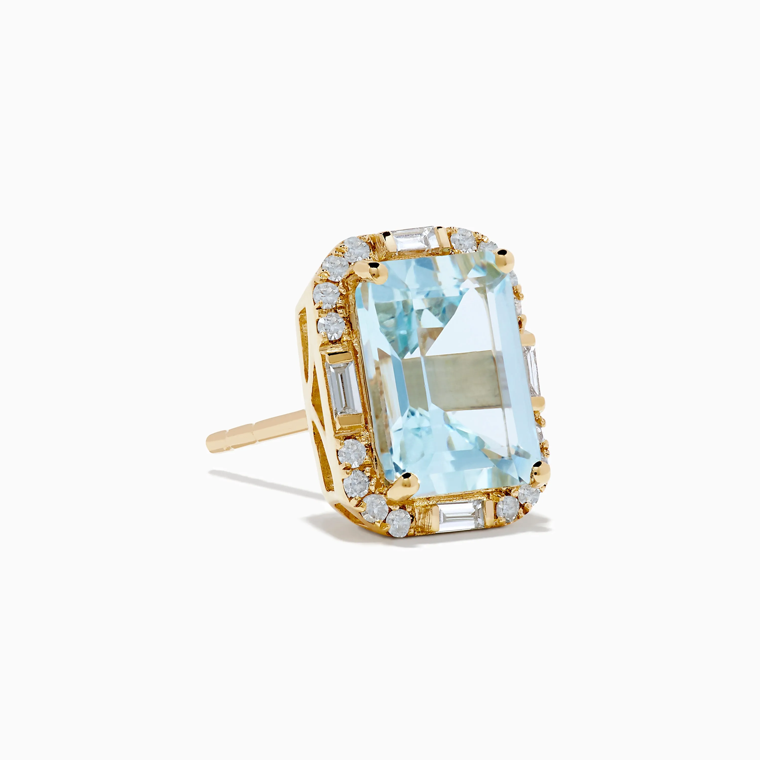 Aquarius 14K Yellow Gold Aquamarine and Diamond Earrings sold by Effy product image thumbnail 3