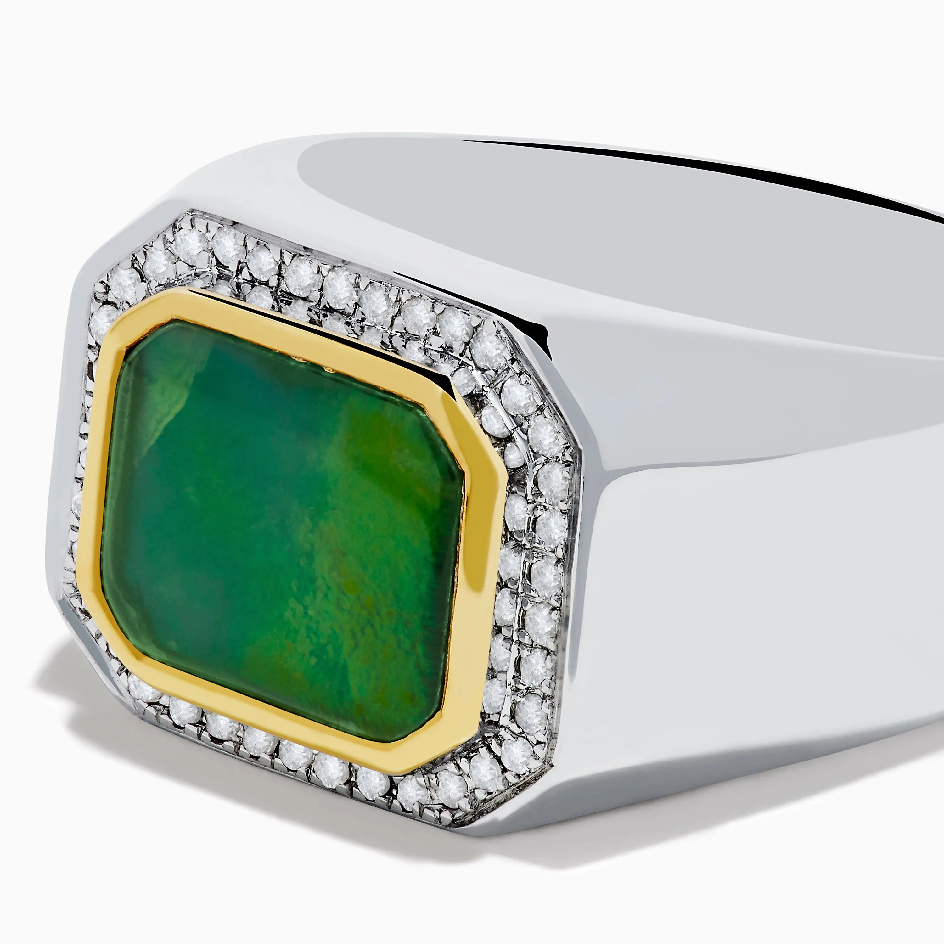 Men's 925 Sterling Silver Ammolite and Diamond Ring sold by Effy product image thumbnail 2