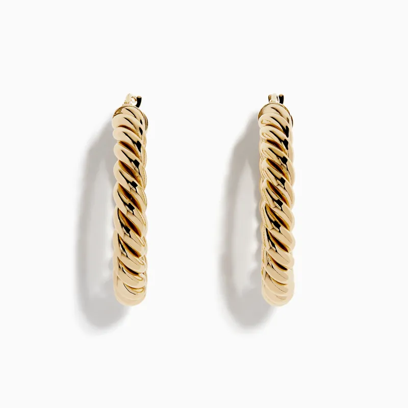 14K Yellow Gold Twisted Tube Hoops sold by Effy