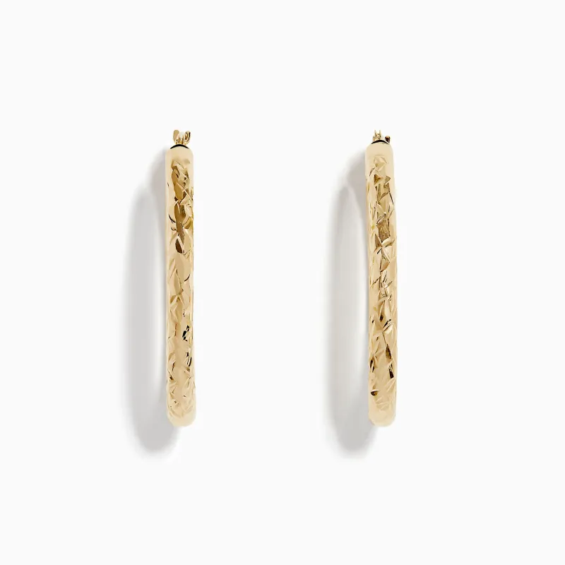 14K Yellow Gold Crystal Cut Tube Oval Hoops sold by Effy