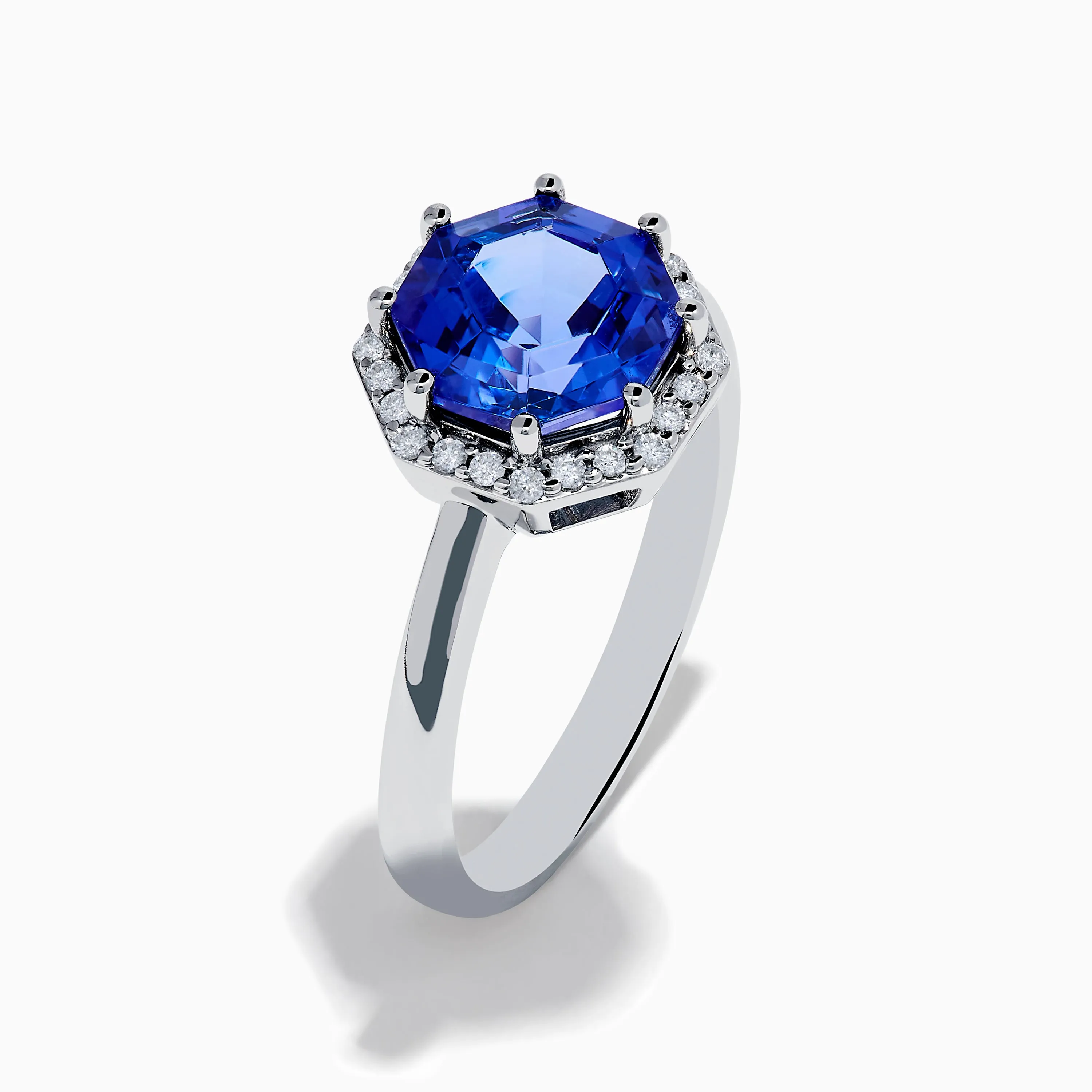 Nahla 14K White Gold Octagon Cut AAA Tanzanite and Diamond Halo Ring sold by Effy product image thumbnail 4