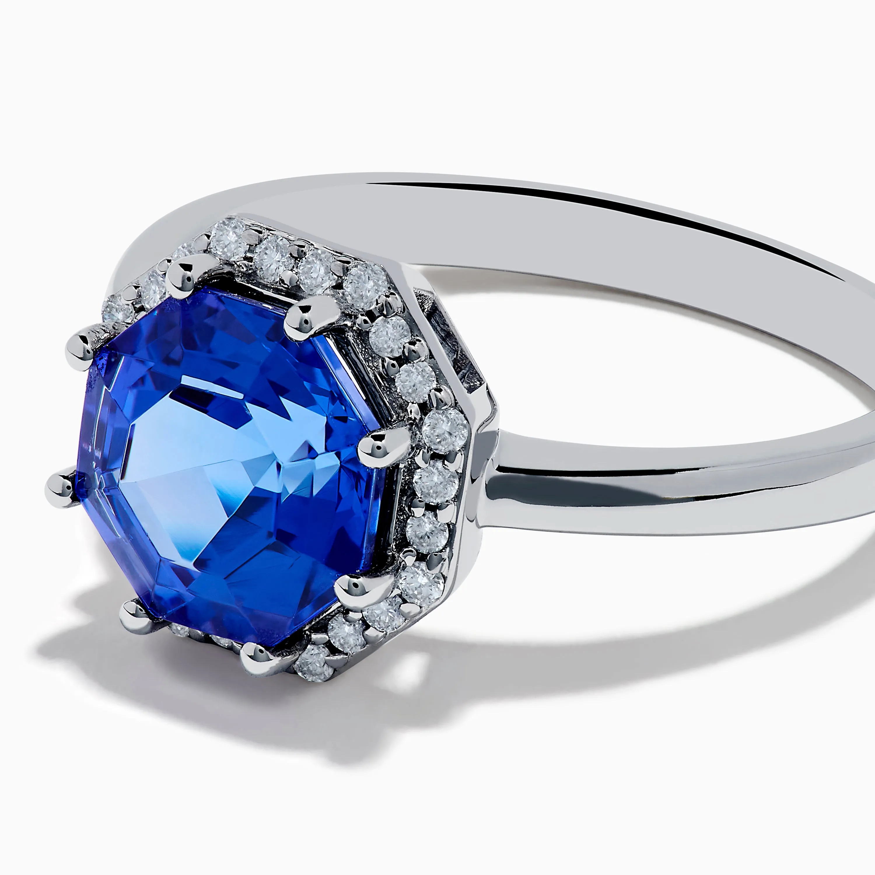 Nahla 14K White Gold Octagon Cut AAA Tanzanite and Diamond Halo Ring sold by Effy product image thumbnail 2