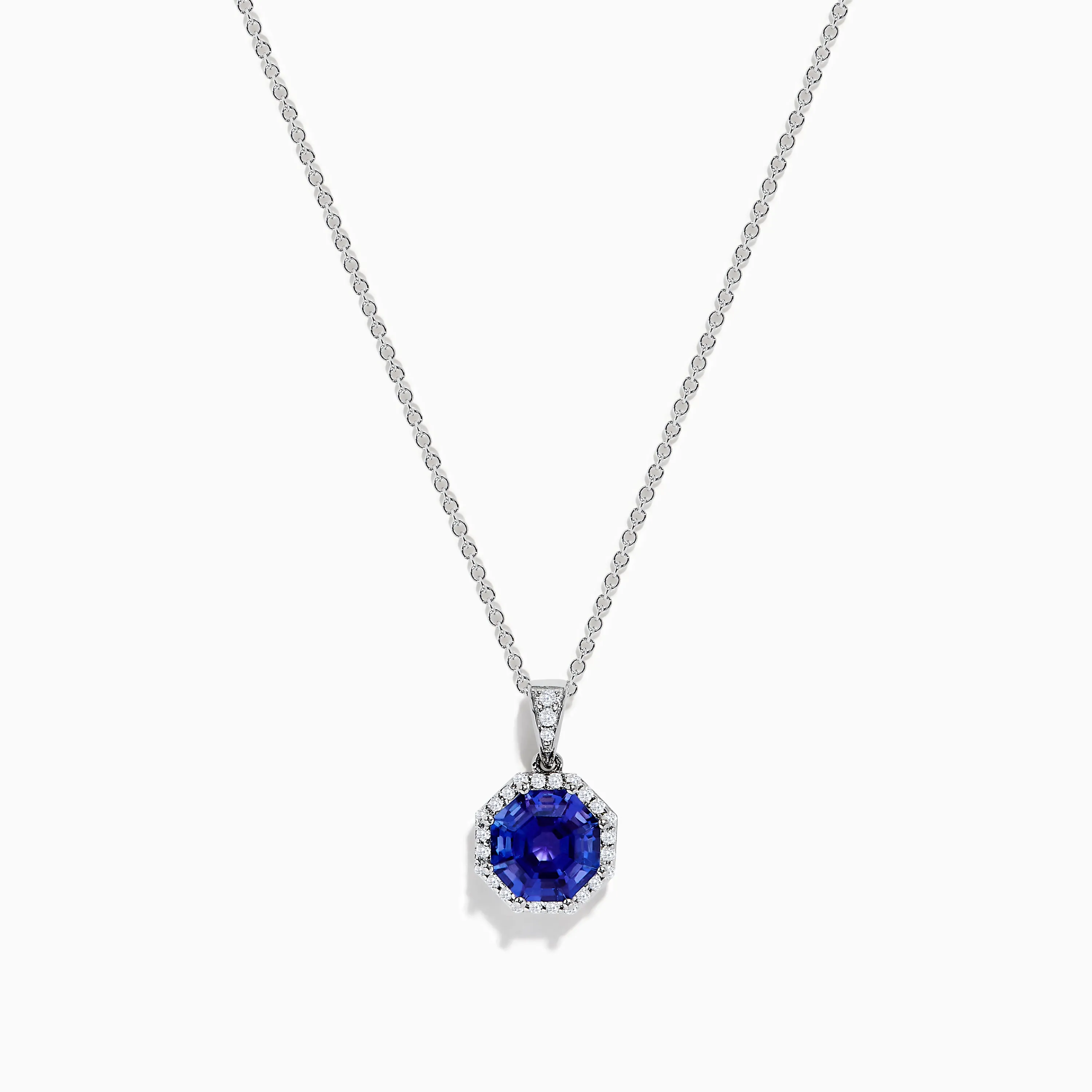 Nahla 14K White Gold Octagon Cut AAA Tanzanite and Diamond Pendant sold by Effy