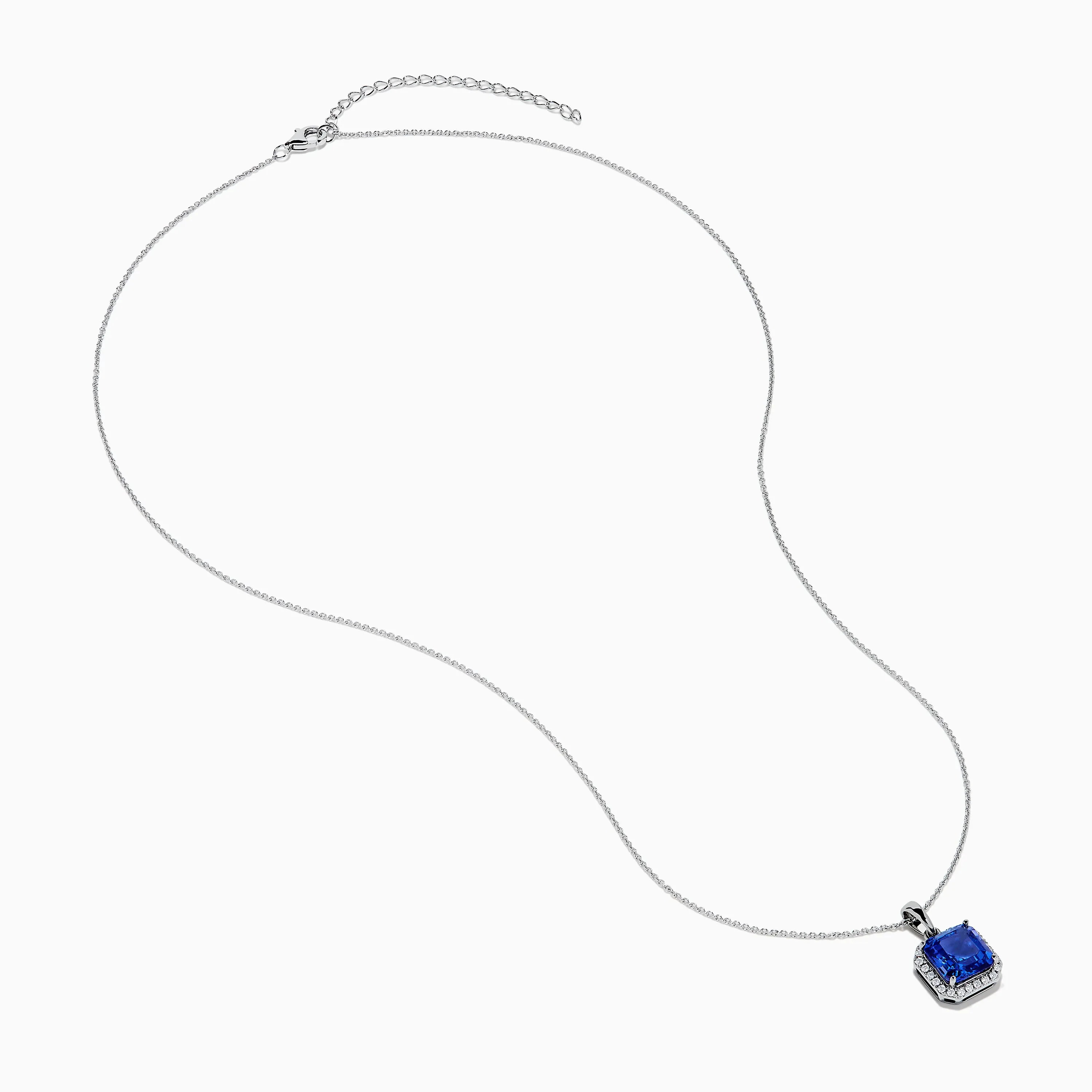 Nahla 14K White Gold Step Cut AAA Tanzanite and Diamond Halo Pendant sold by Effy product image thumbnail 2