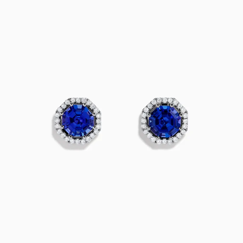 Nahla 14K White Gold Octagon Cut AAA Tanzanite and Diamond Stud Earrings sold by Effy