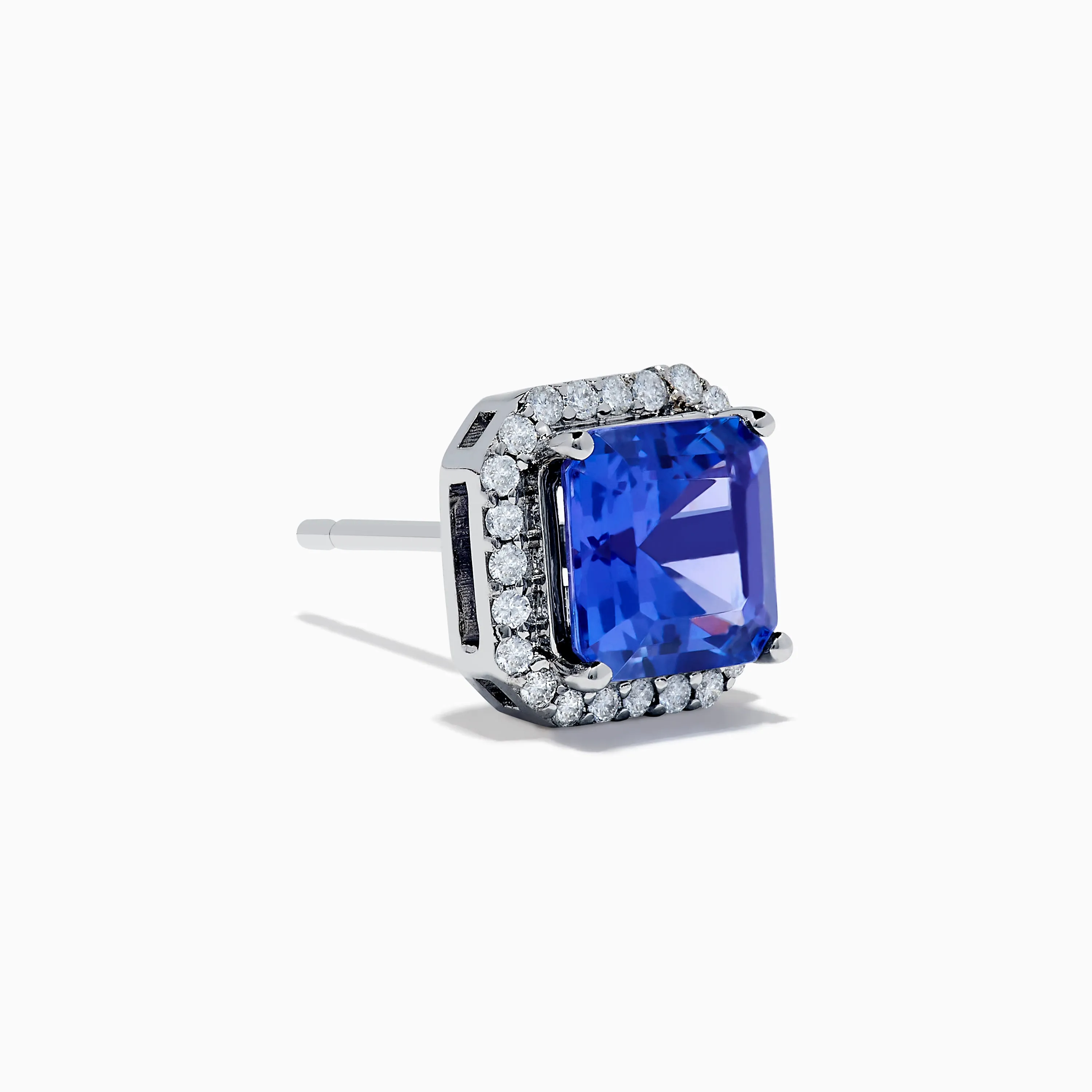 Nahla 14K White Gold Step Cut AAA Tanzanite and Diamond Stud Earrings sold by Effy product image thumbnail 3