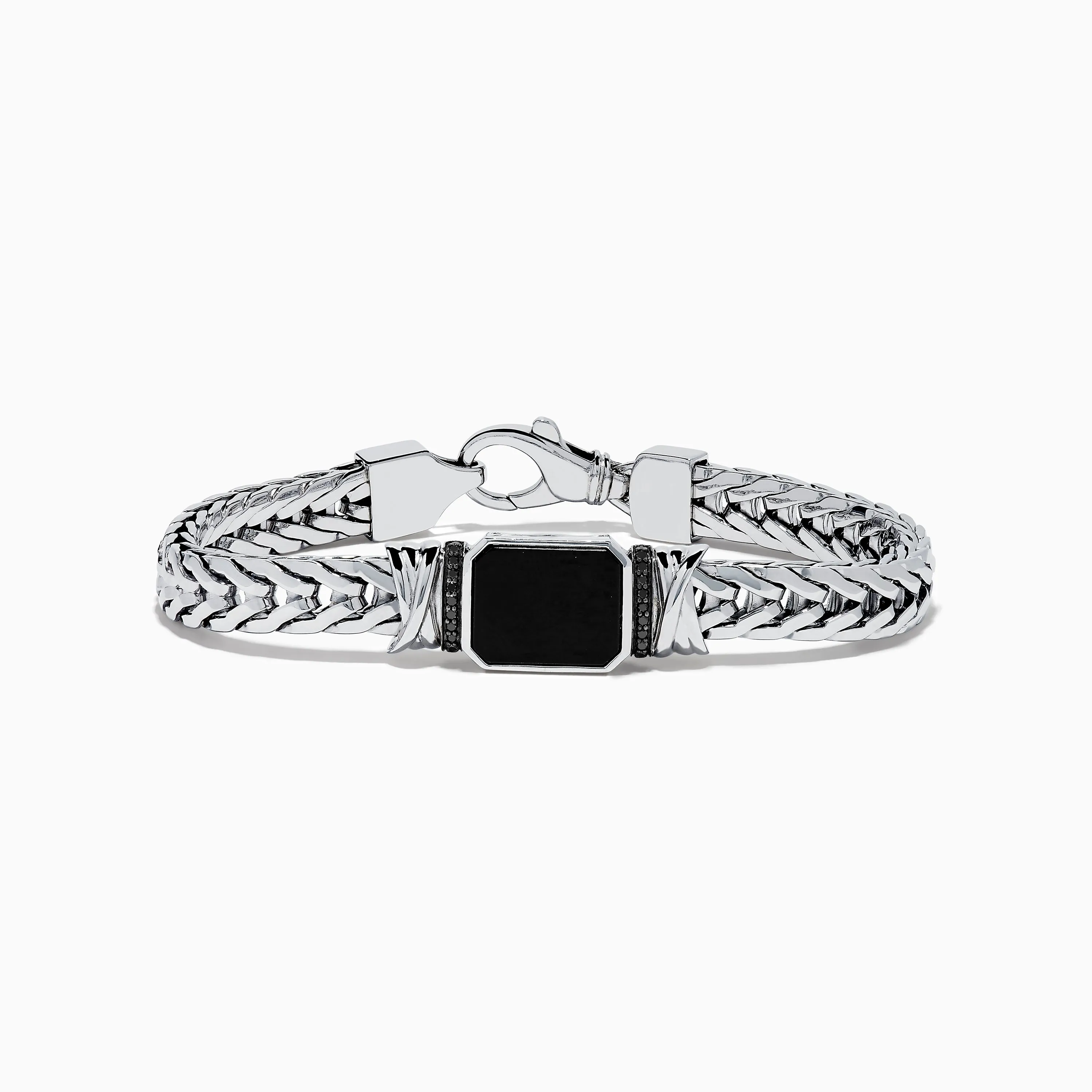 Men's 925 Sterling Silver Onyx and Black Diamond Bracelet sold by Effy
