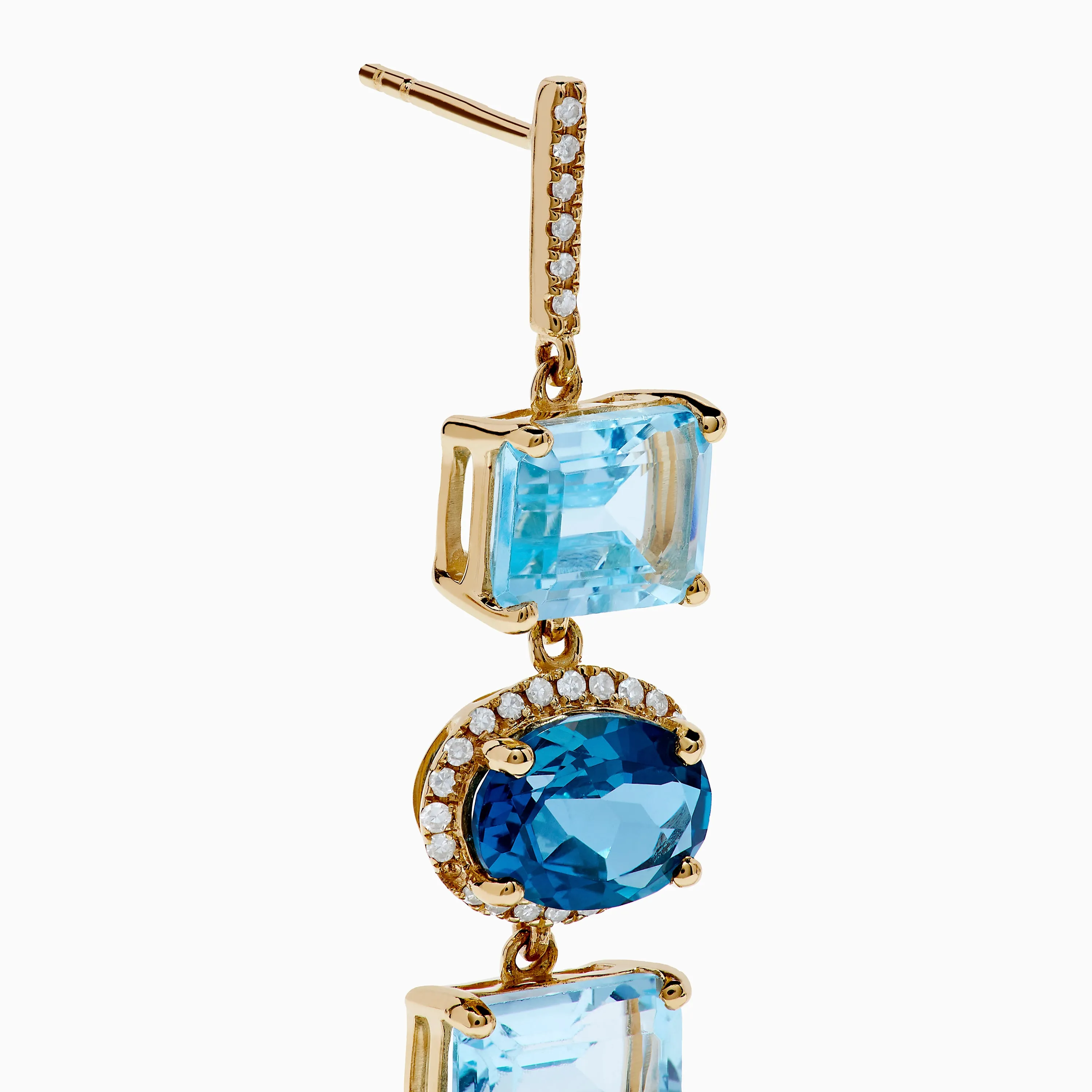 14K Yellow Gold Blue Topaz and Diamond Drop Earrings sold by Effy product image thumbnail 2