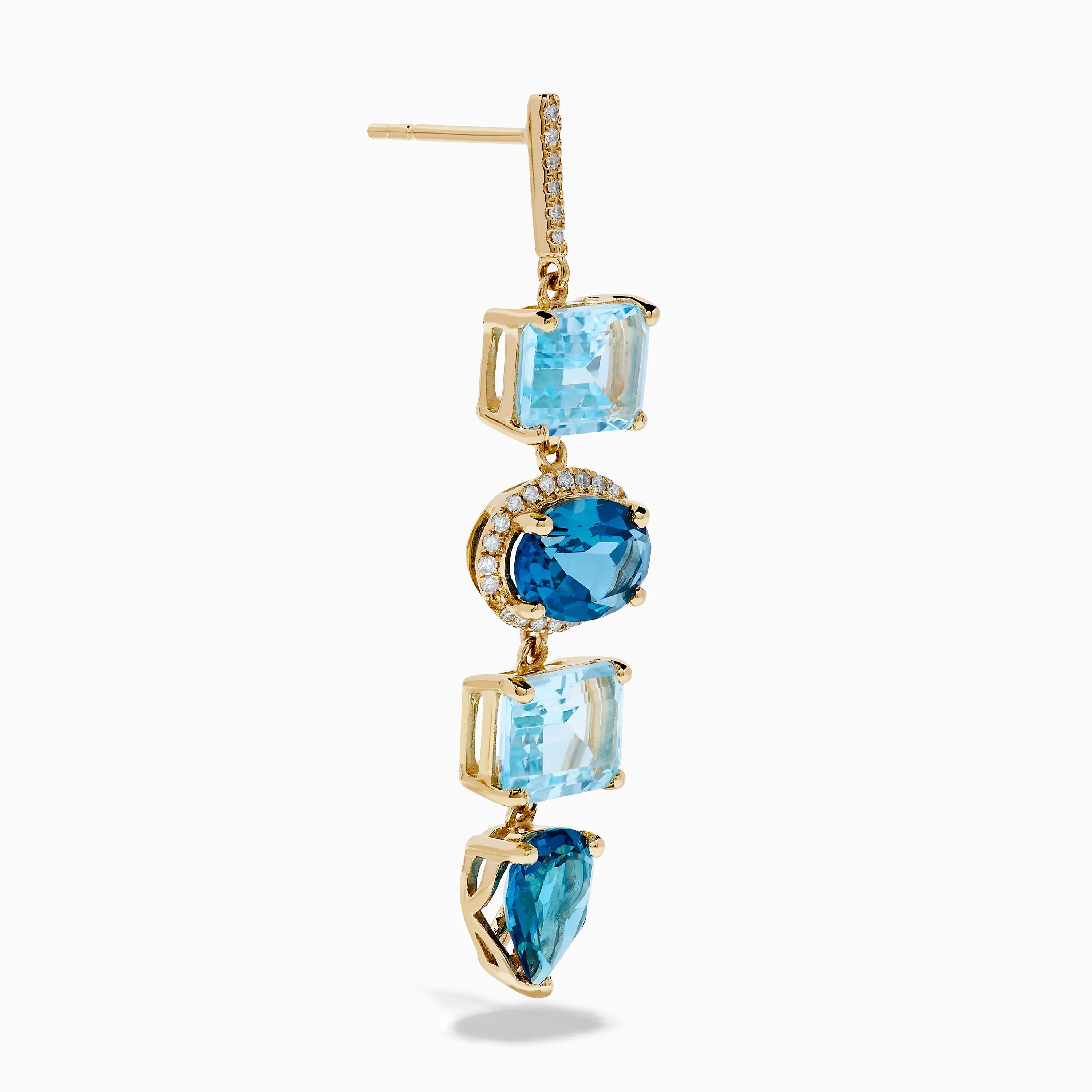 14K Yellow Gold Blue Topaz and Diamond Drop Earrings sold by Effy product image thumbnail 3