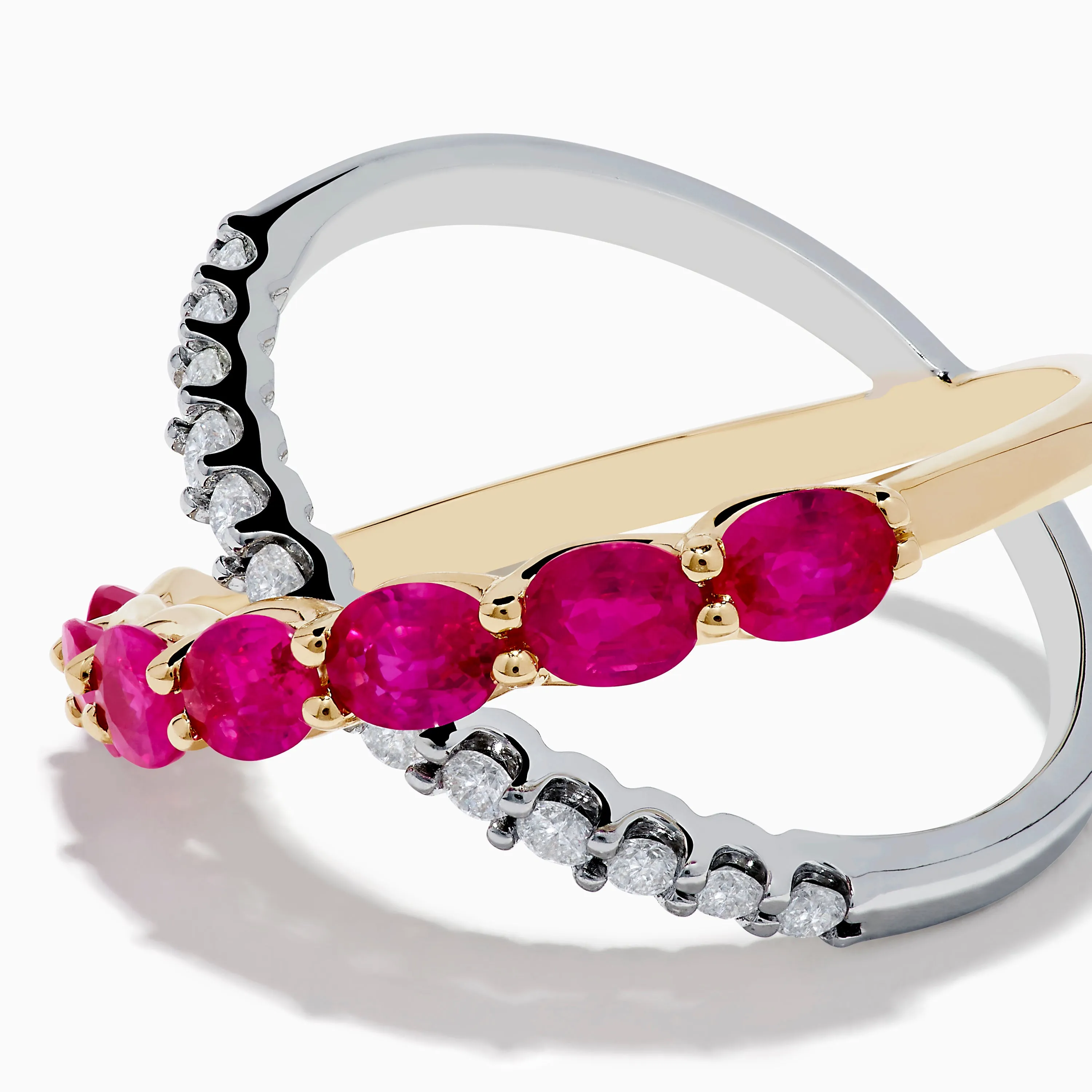 14K Two Tone Gold Ruby and Diamond Criss Cross Ring sold by Effy product image thumbnail 2