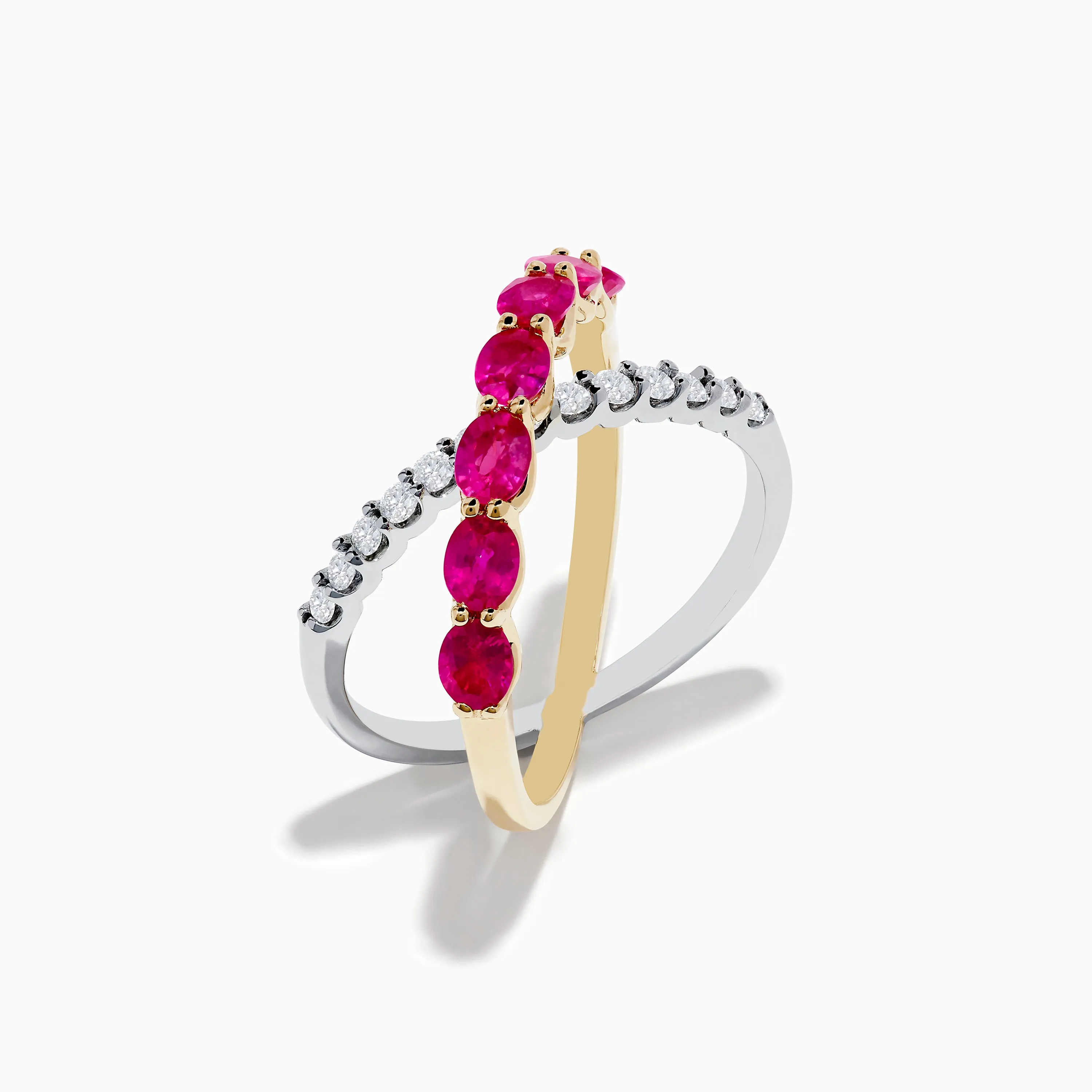14K Two Tone Gold Ruby and Diamond Criss Cross Ring sold by Effy product image thumbnail 3