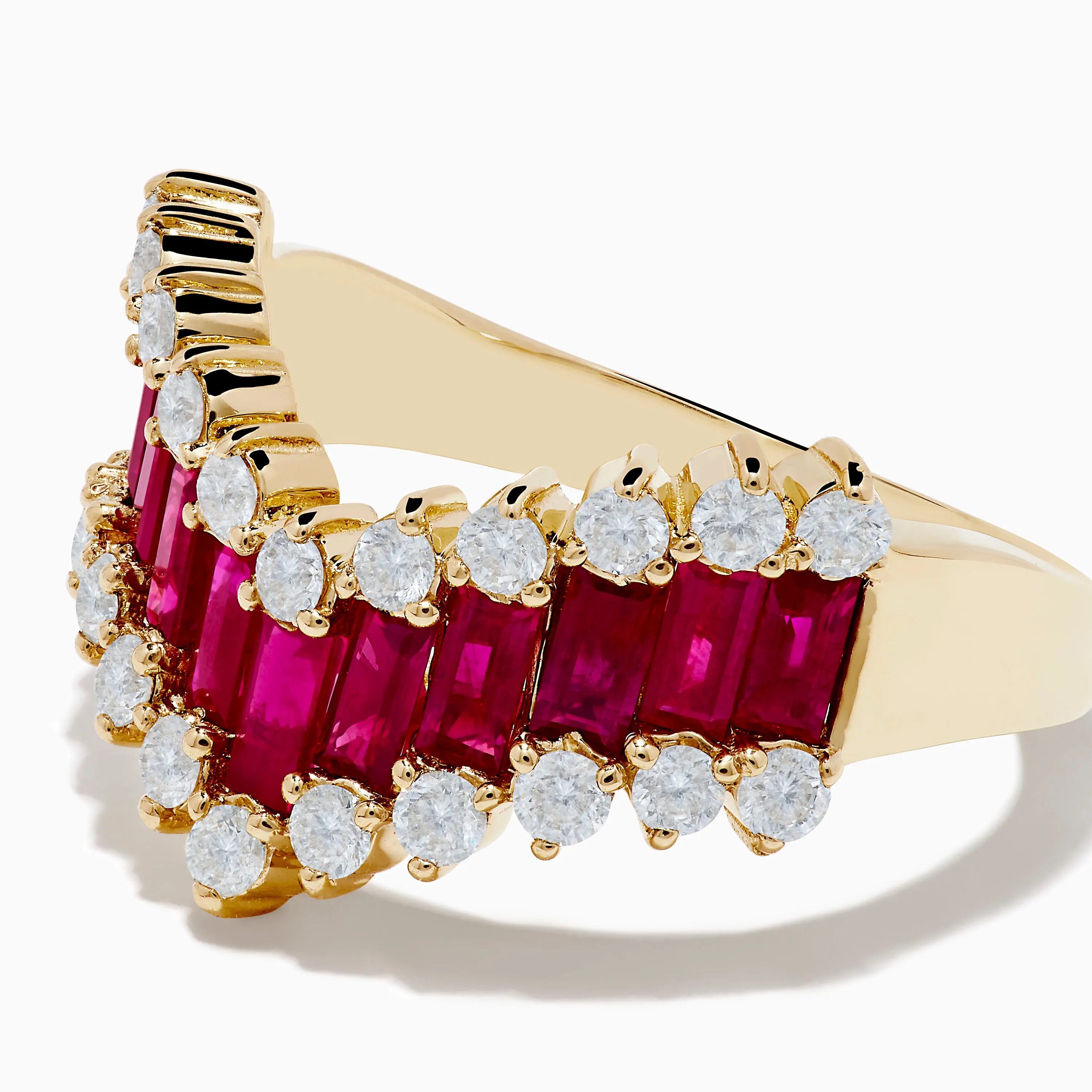 14K Yellow Gold Ruby and Diamond Chevron Ring sold by Effy product image thumbnail 2