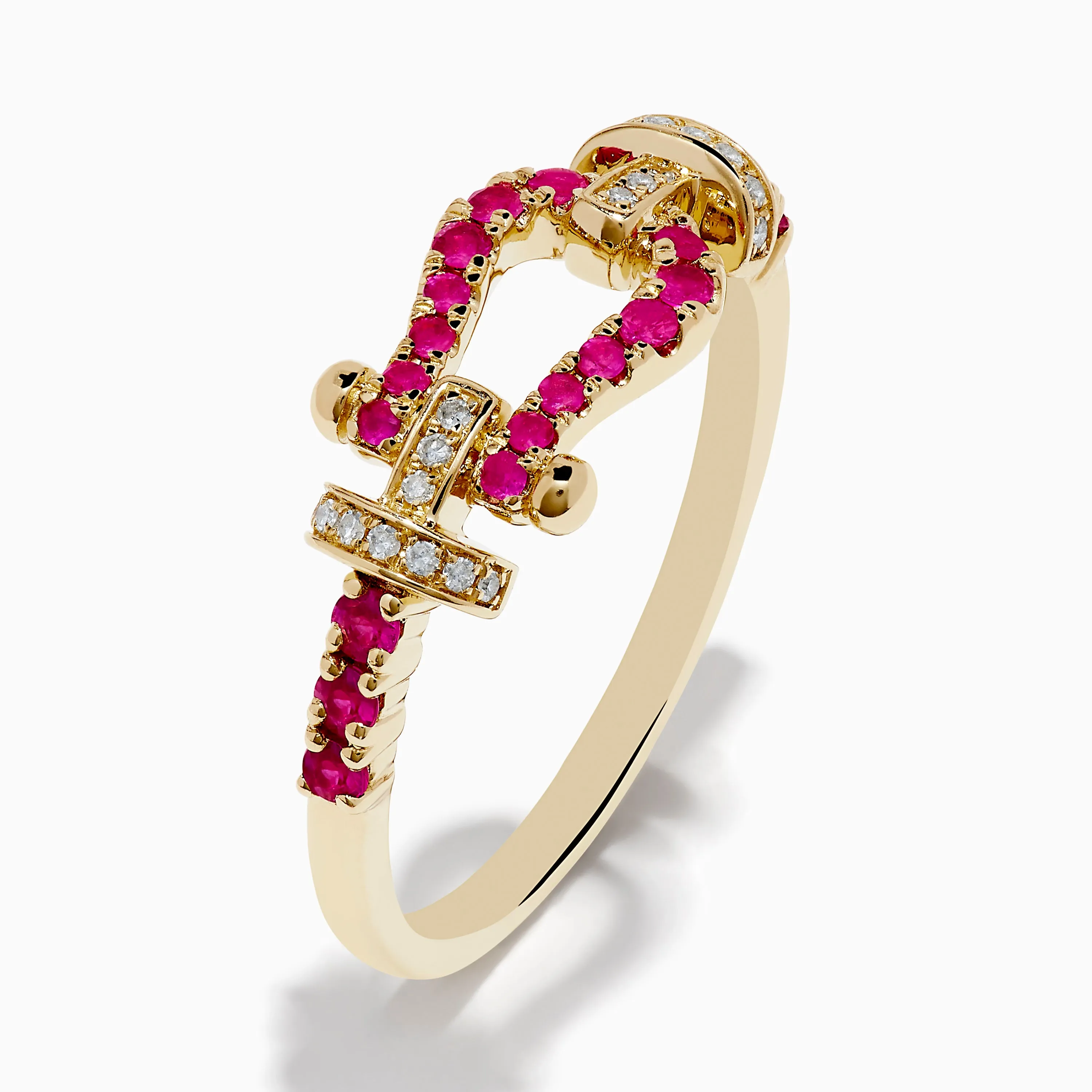 14K Yellow Gold Ruby and Diamond Horseshoe Ring sold by Effy product image thumbnail 3