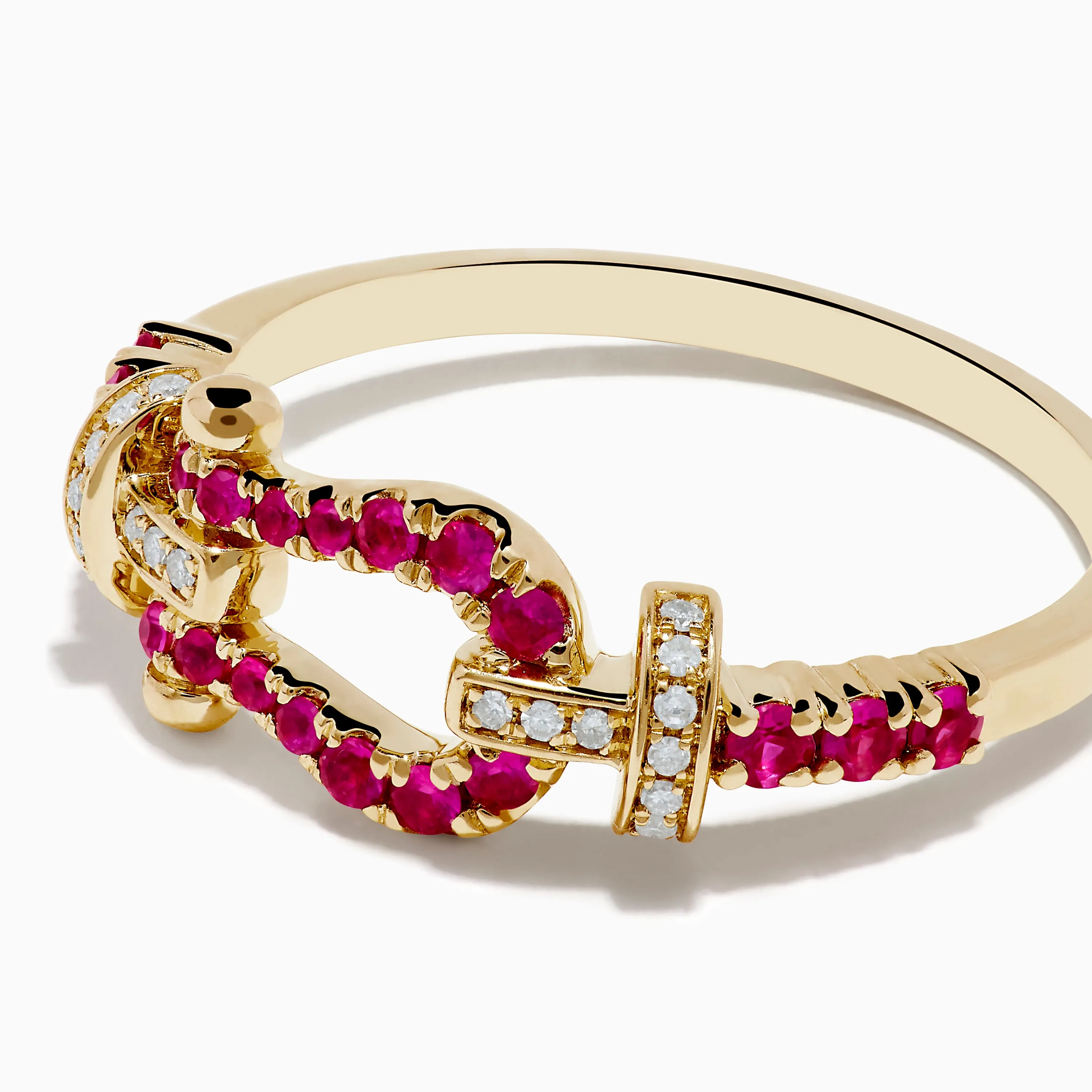 14K Yellow Gold Ruby and Diamond Horseshoe Ring sold by Effy product image thumbnail 2