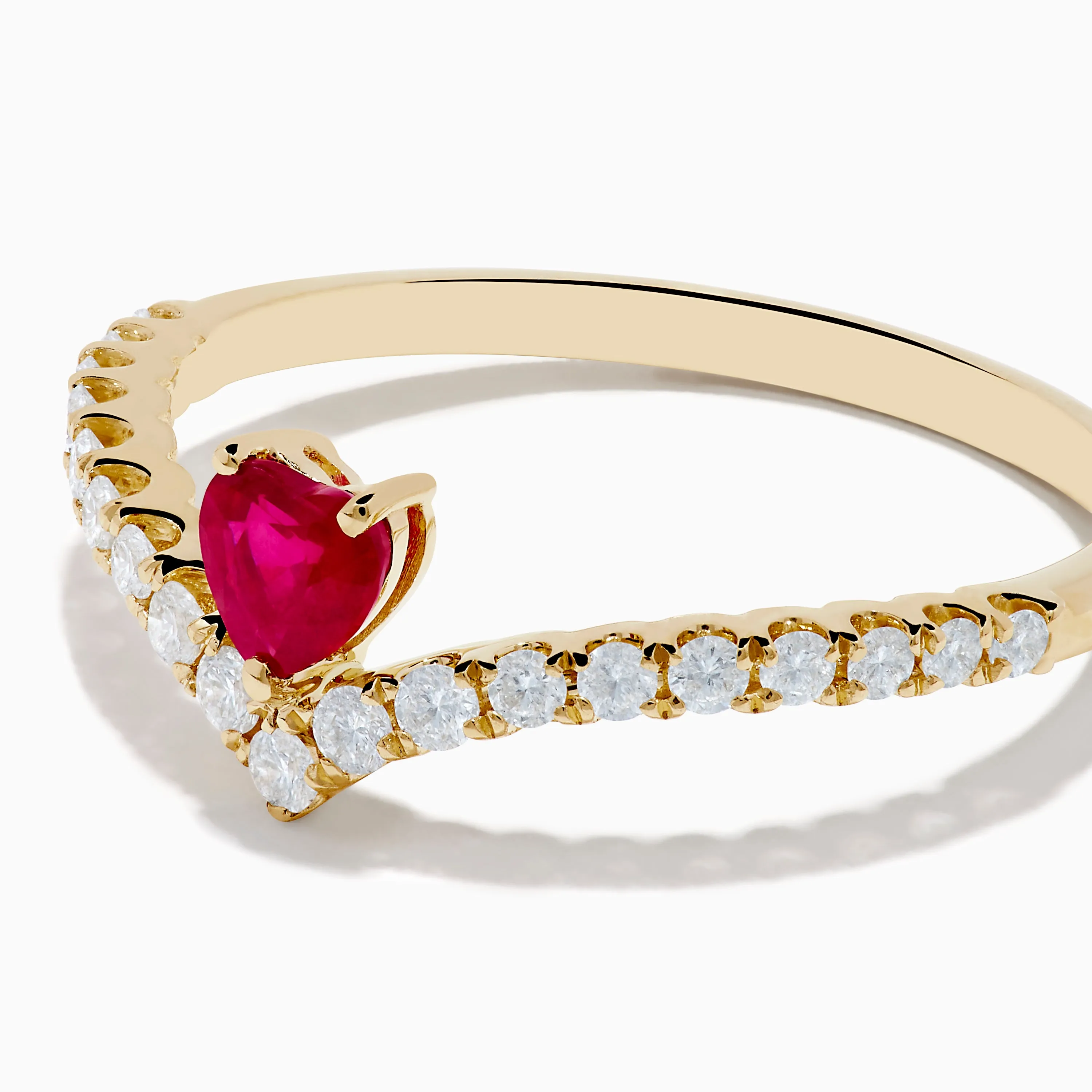 14K Yellow Gold Ruby Heart and Diamond Contoured Ring sold by Effy product image thumbnail 2