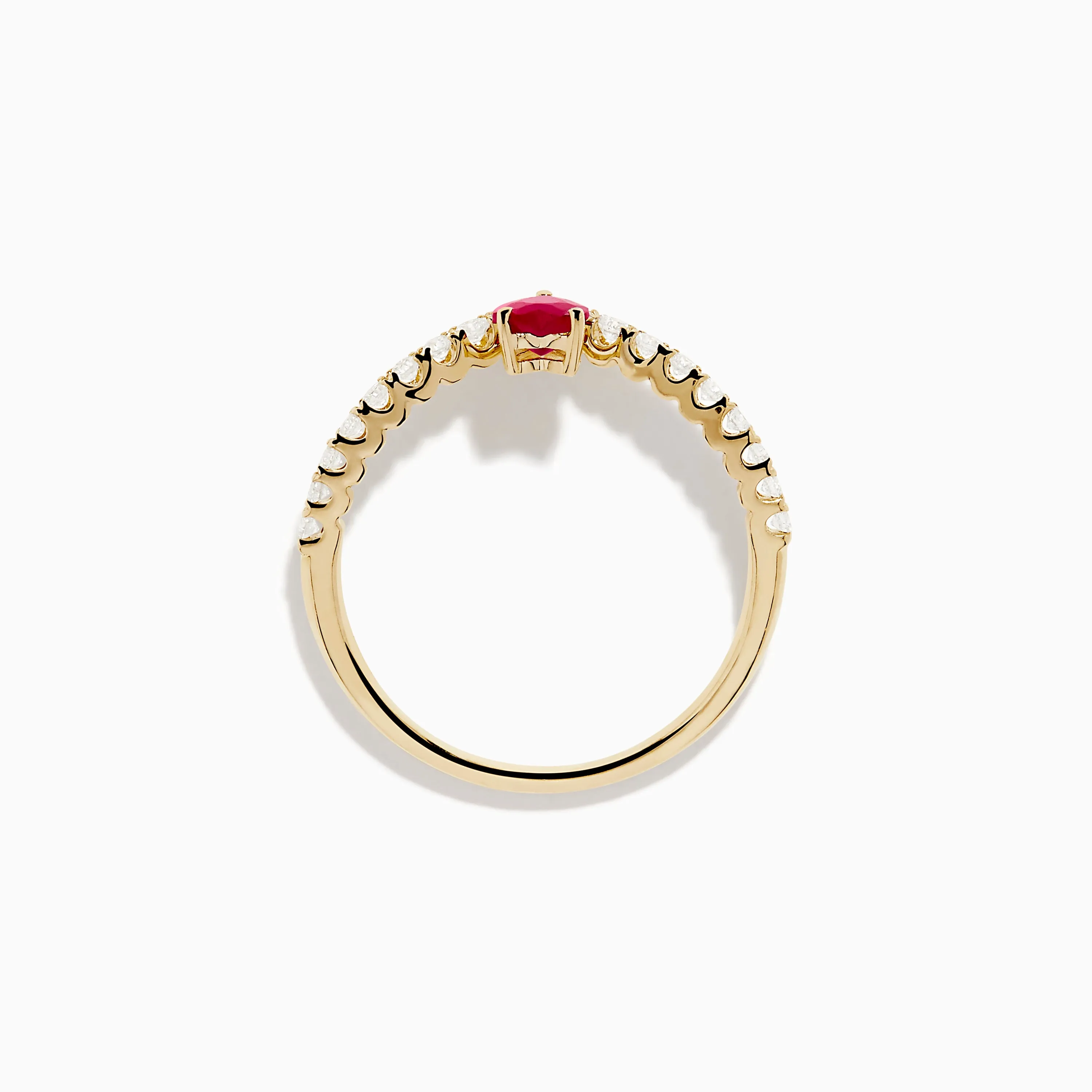 14K Yellow Gold Ruby Heart and Diamond Contoured Ring sold by Effy product image thumbnail 4