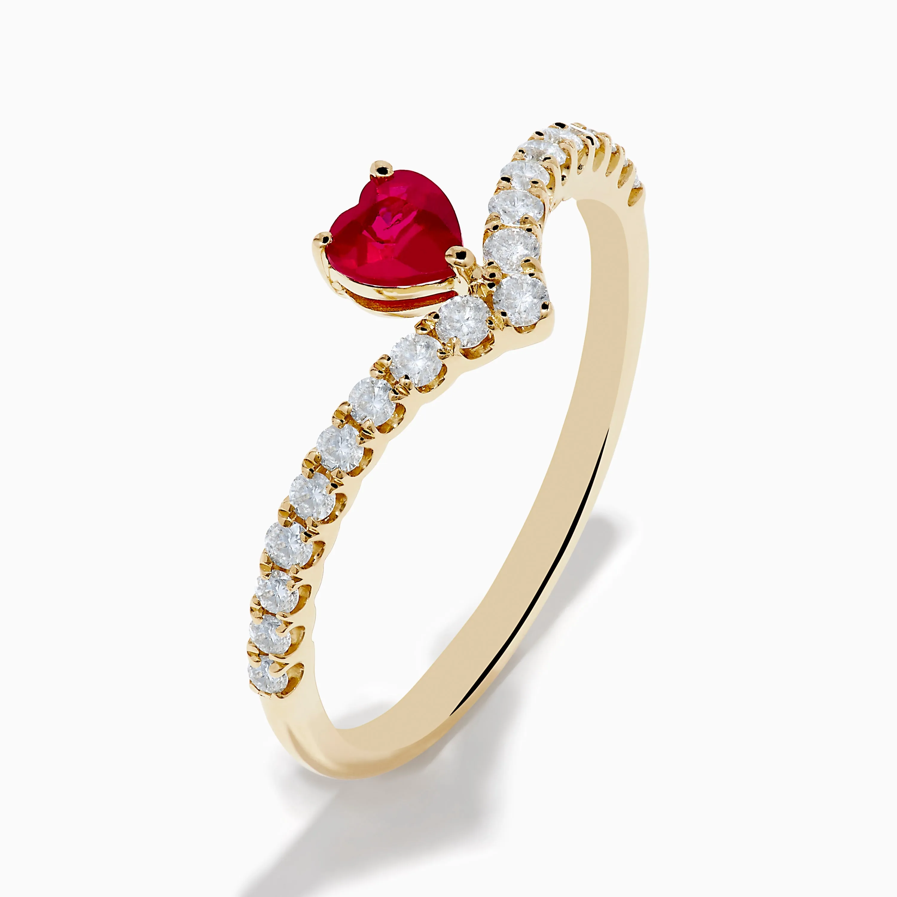 14K Yellow Gold Ruby Heart and Diamond Contoured Ring sold by Effy product image thumbnail 3