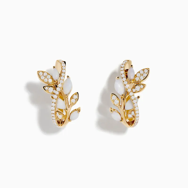 Aurora 14K Yellow Gold Opal and Diamond Earrings sold by Effy