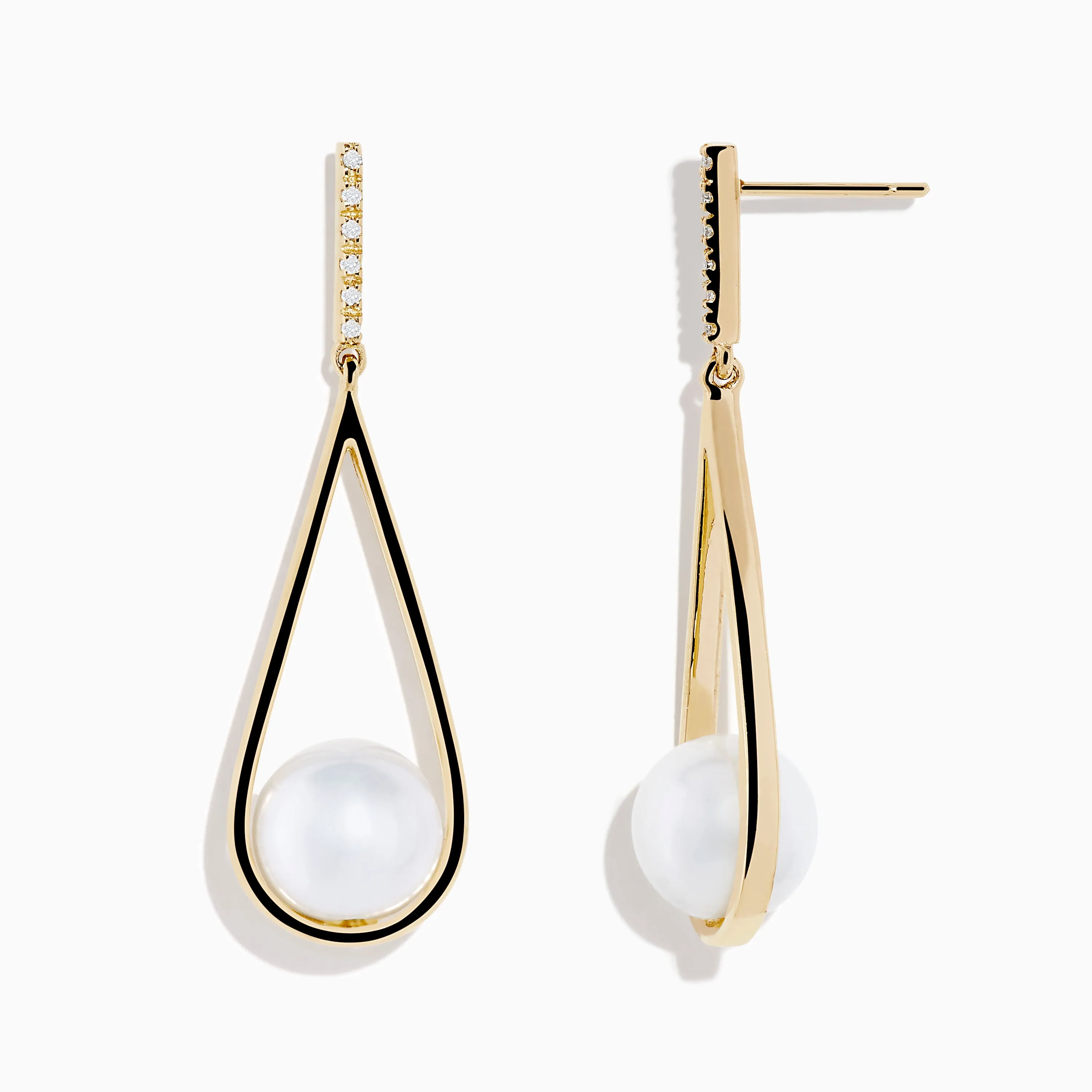 14K Yellow Gold Fresh Water Pearl and Diamond Drop Earrings sold by Effy product image thumbnail 2