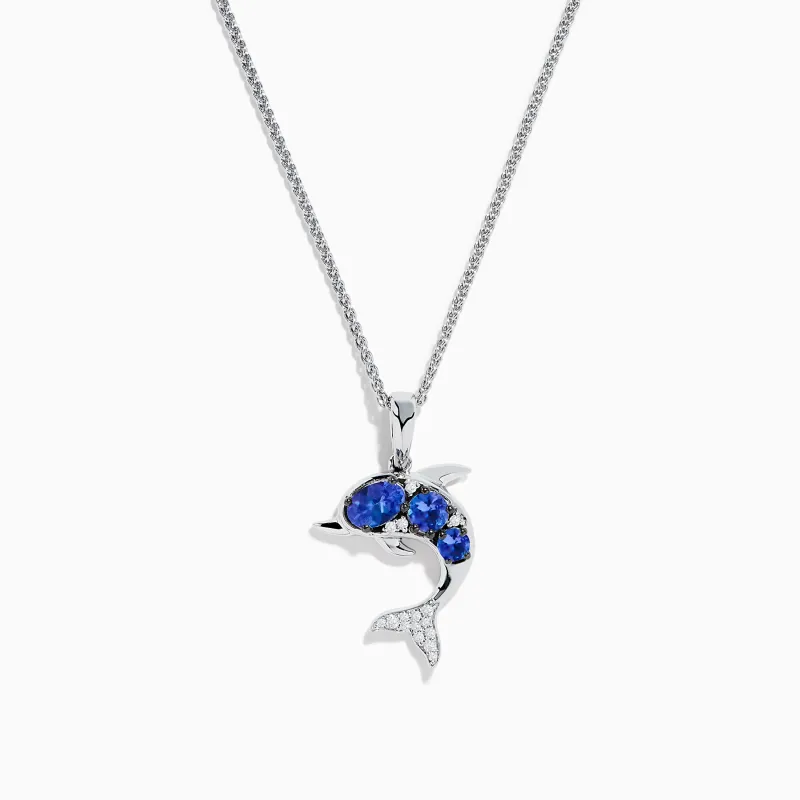 925 Silver Tanzanite and Diamond Dolphin Pendant sold by Effy