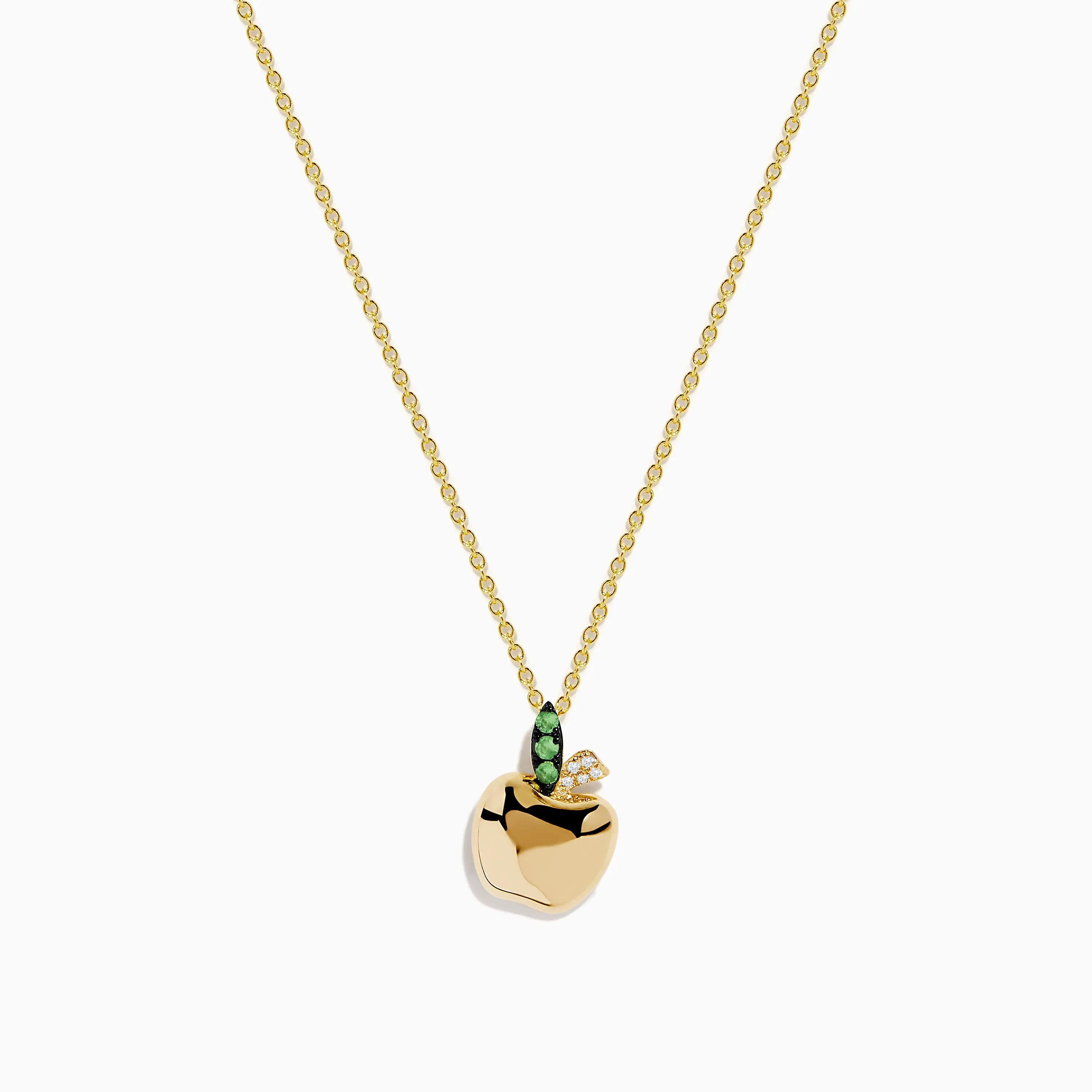 Nature 14K Yellow Gold Tsavorite and Diamond Apple Pendant sold by Effy