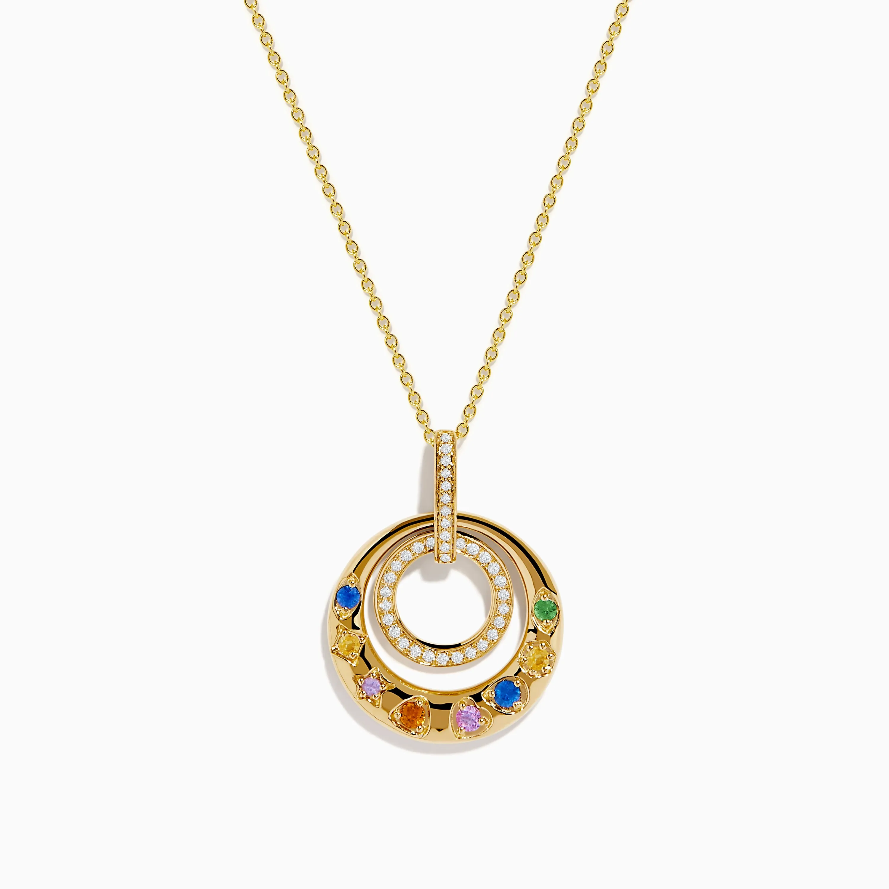 Watercolors 14K Yellow Gold Multi Color Sapphire and Diamond Pendant sold by Effy