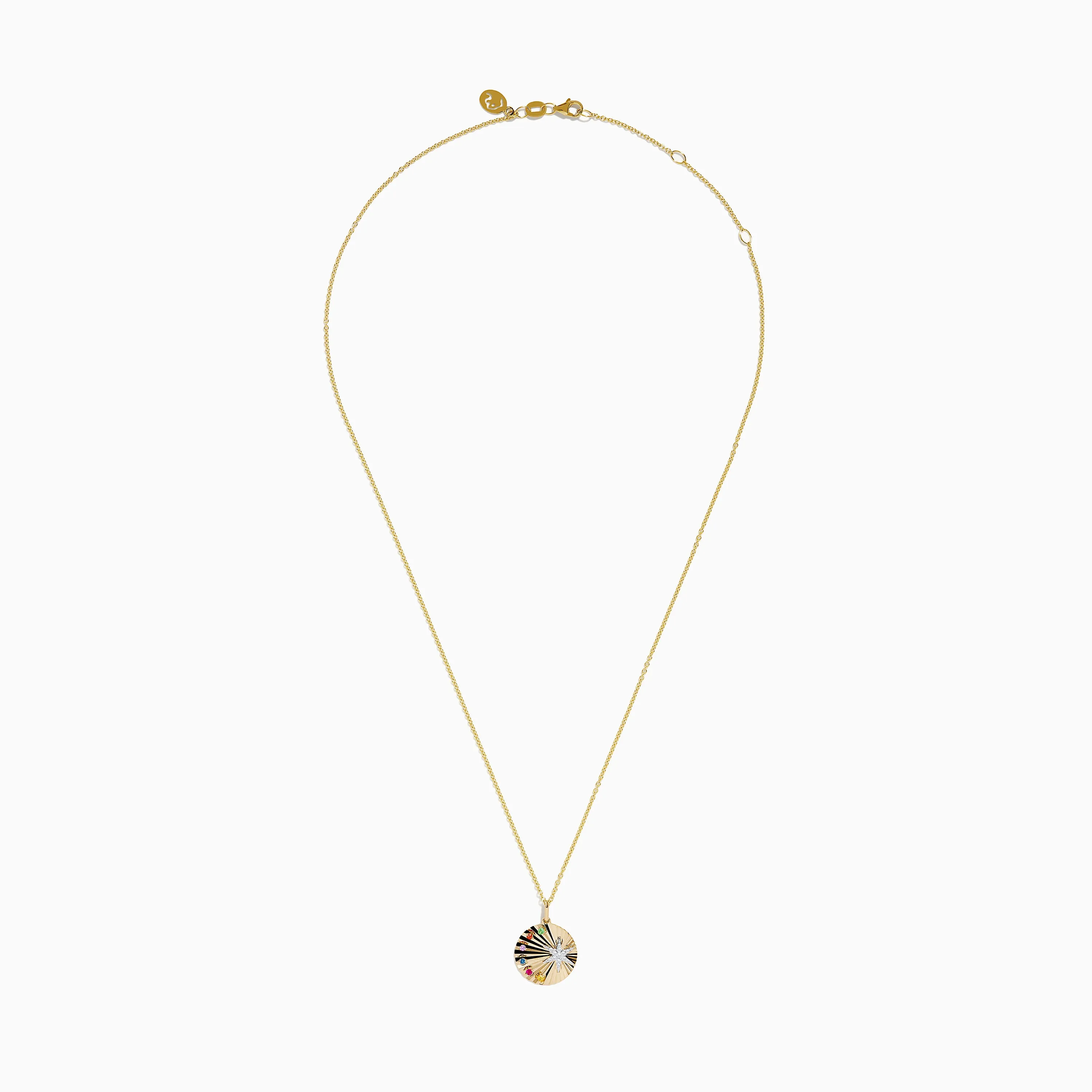 Watercolors 14K Two Tone Gold Multi Sapphire and Diamond Star Burst Pendant sold by Effy product image thumbnail 3