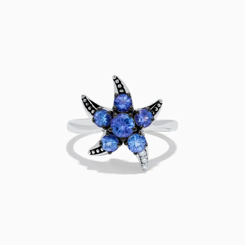 925 Sterling Silver Tanzanite and Diamond Starfish Ring sold by Effy