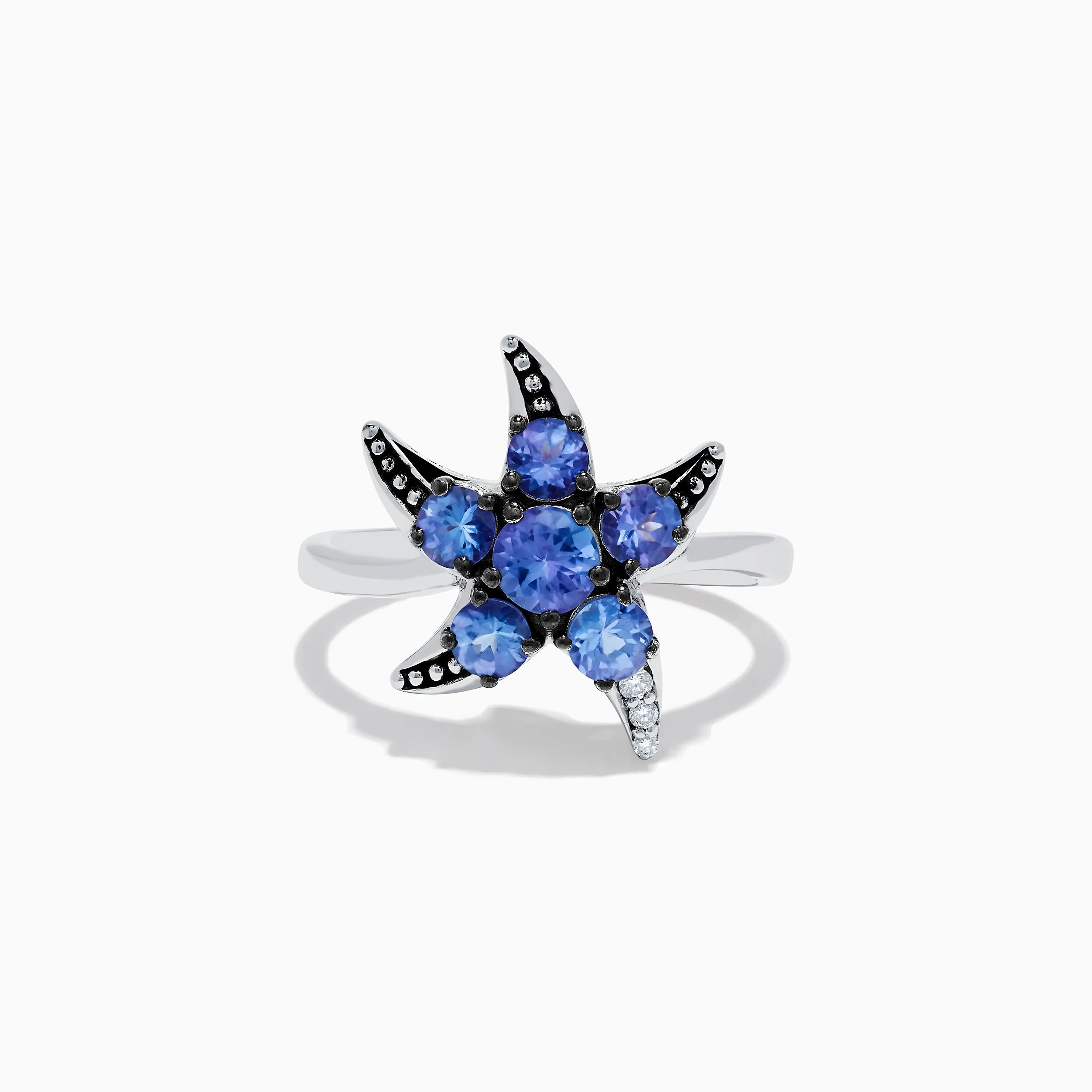 925 Sterling Silver Tanzanite and Diamond Starfish Ring sold by Effy