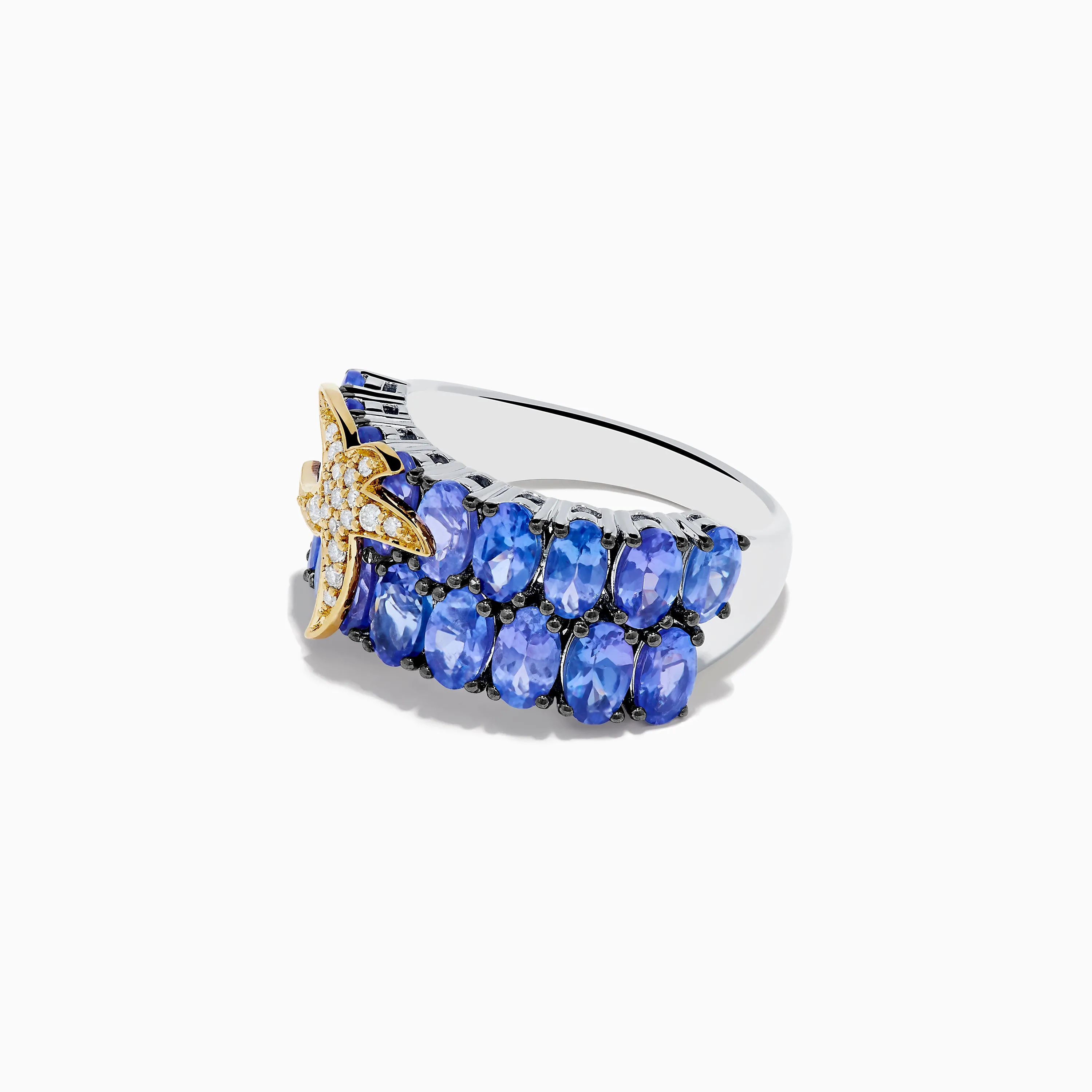 925 Silver and 18K Tanzanite and Diamond Starfish Ring sold by Effy product image thumbnail 2